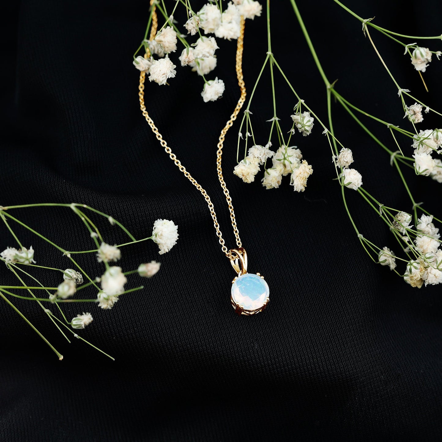 Genuine Ethiopian Opal Solitaire Necklace With Chain