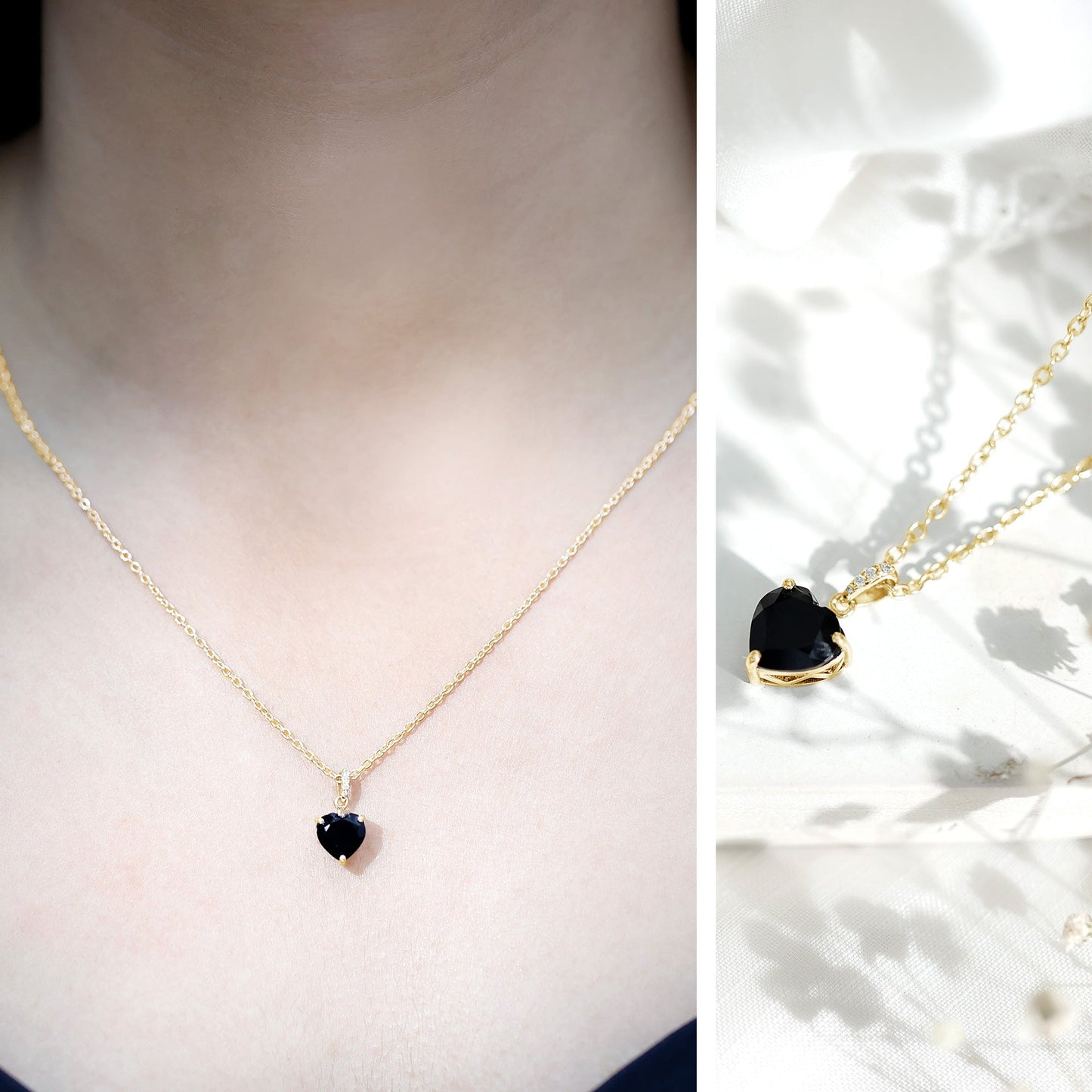 2 Carat Black Onyx Heart Pendant with Diamond
