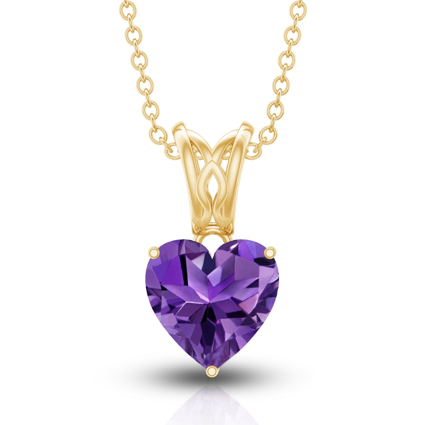 2 Carat Heart Shape Amethyst Pendant Necklace With Chain