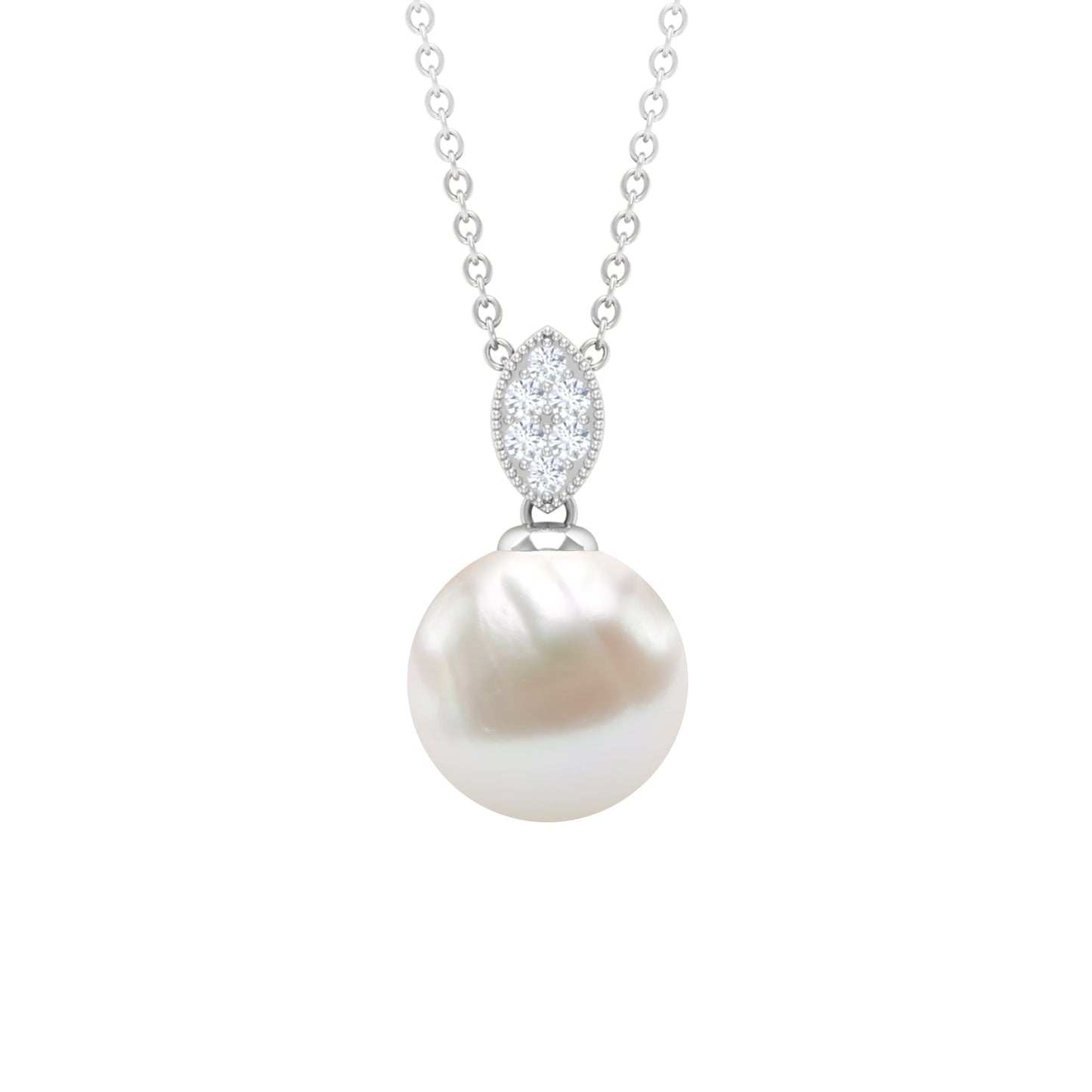 8 Carat Freshwater Pearl Drop Pendant with Diamond