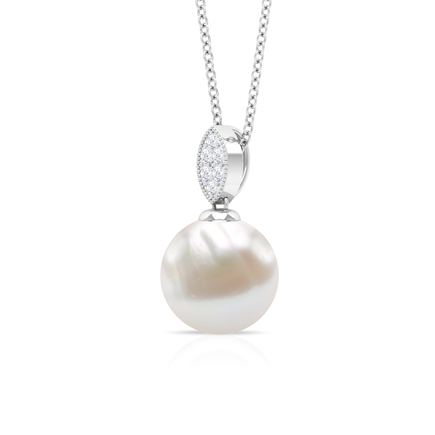 8 Carat Freshwater Pearl Drop Pendant with Diamond