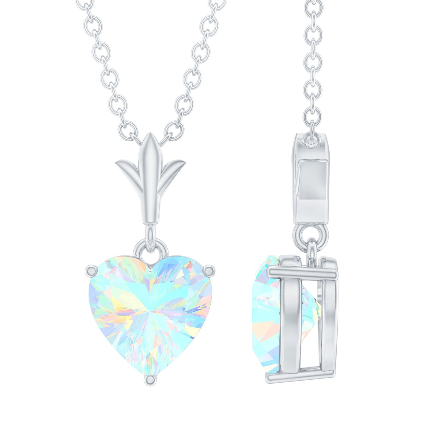 0.75 Carat Heart Shape Ethiopian Opal Necklace With Chain