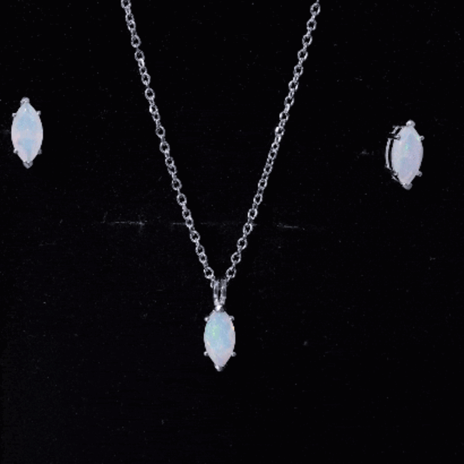 Marquise Cut 4X8 MM Ethiopian Opal Solitaire Jewelry Set