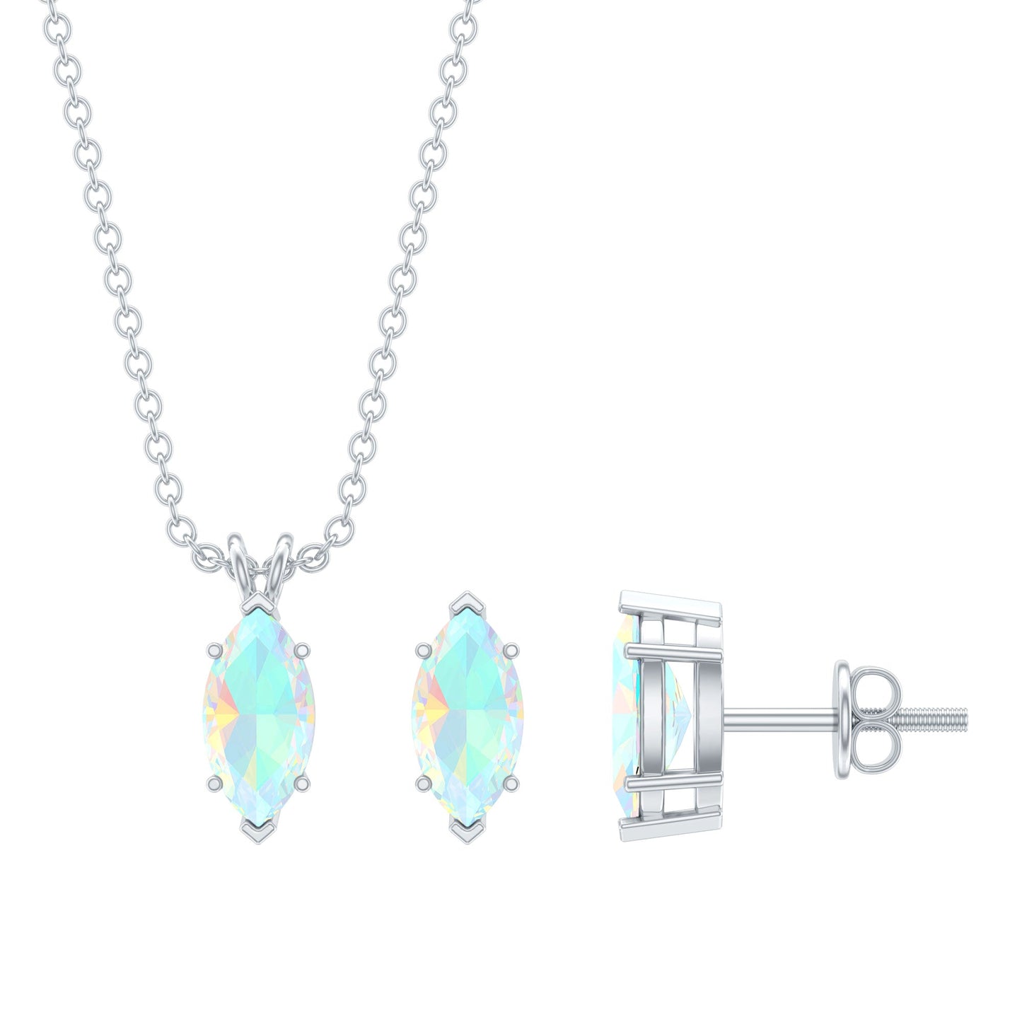 Marquise Cut 4X8 MM Ethiopian Opal Solitaire Jewelry Set