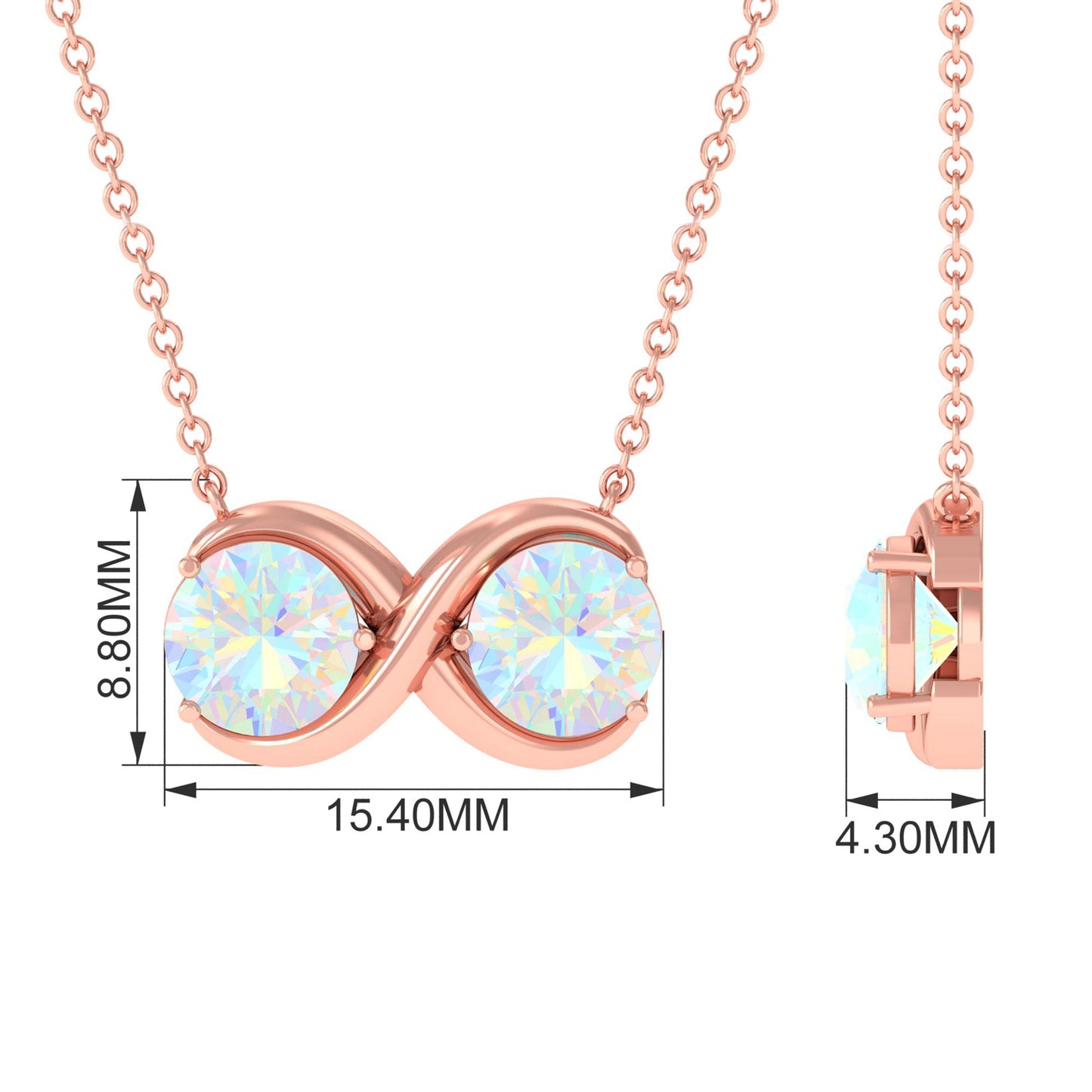 Real Ethiopian Opal 2 Stone Infinity Necklace for Women