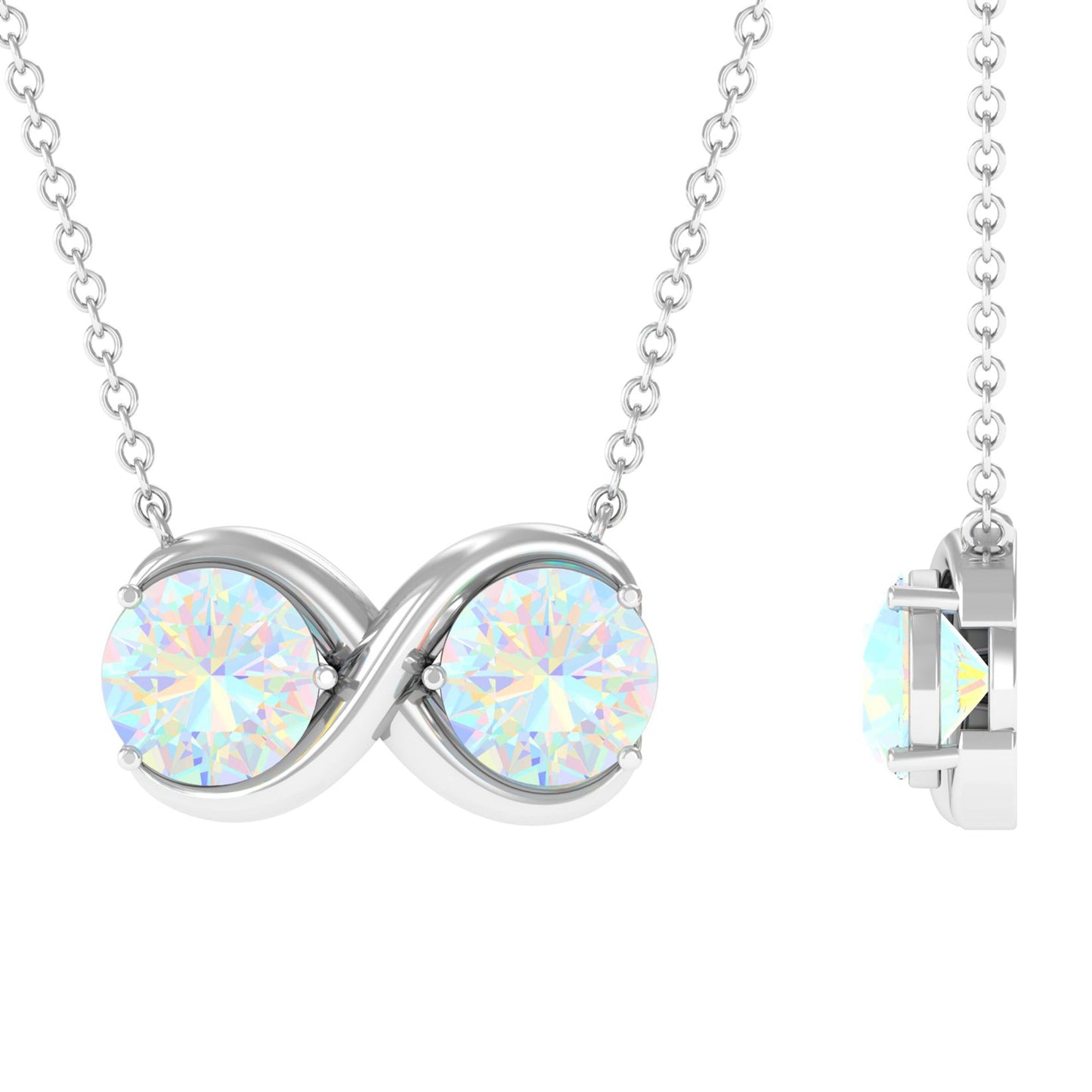 Real Ethiopian Opal 2 Stone Infinity Necklace for Women