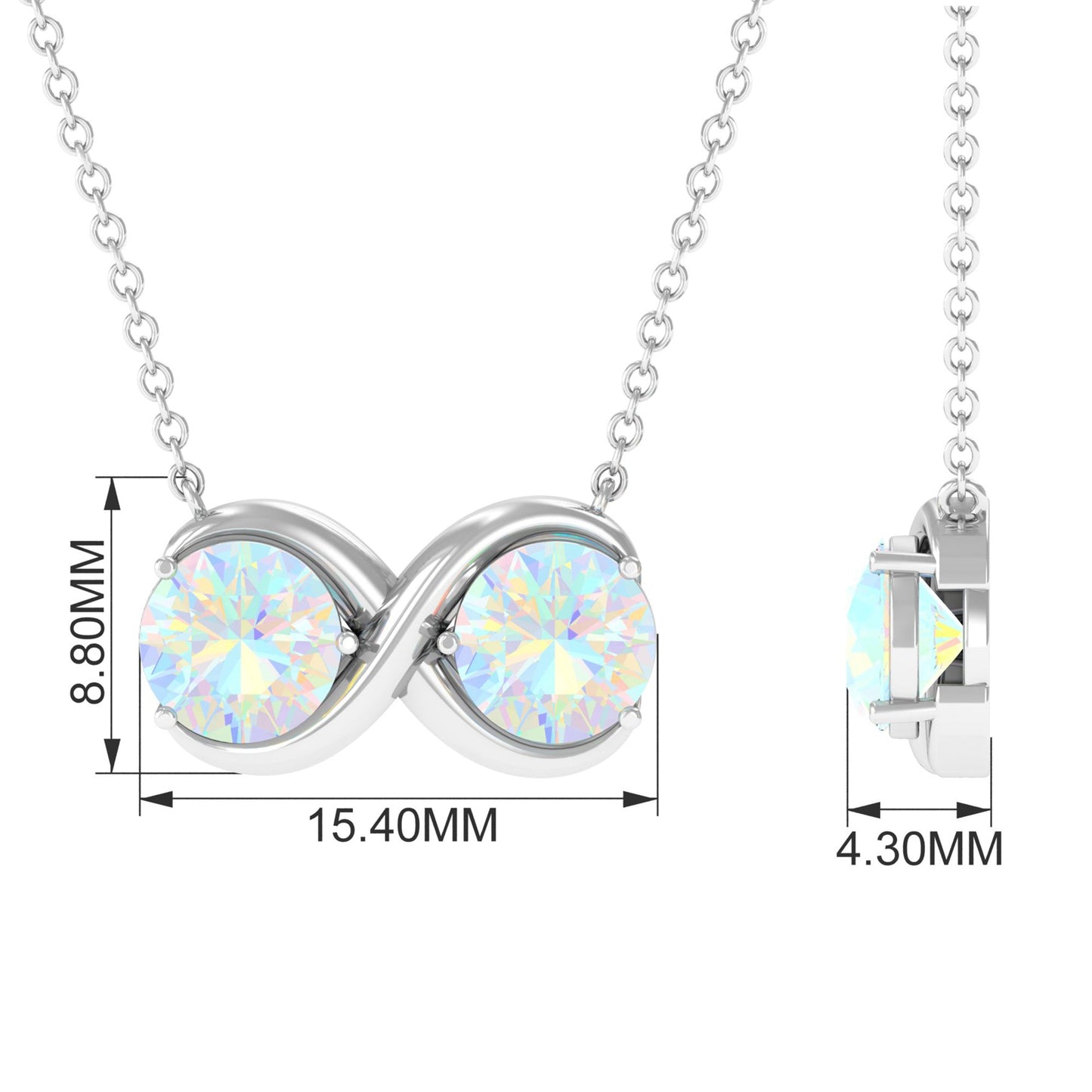Real Ethiopian Opal 2 Stone Infinity Necklace for Women