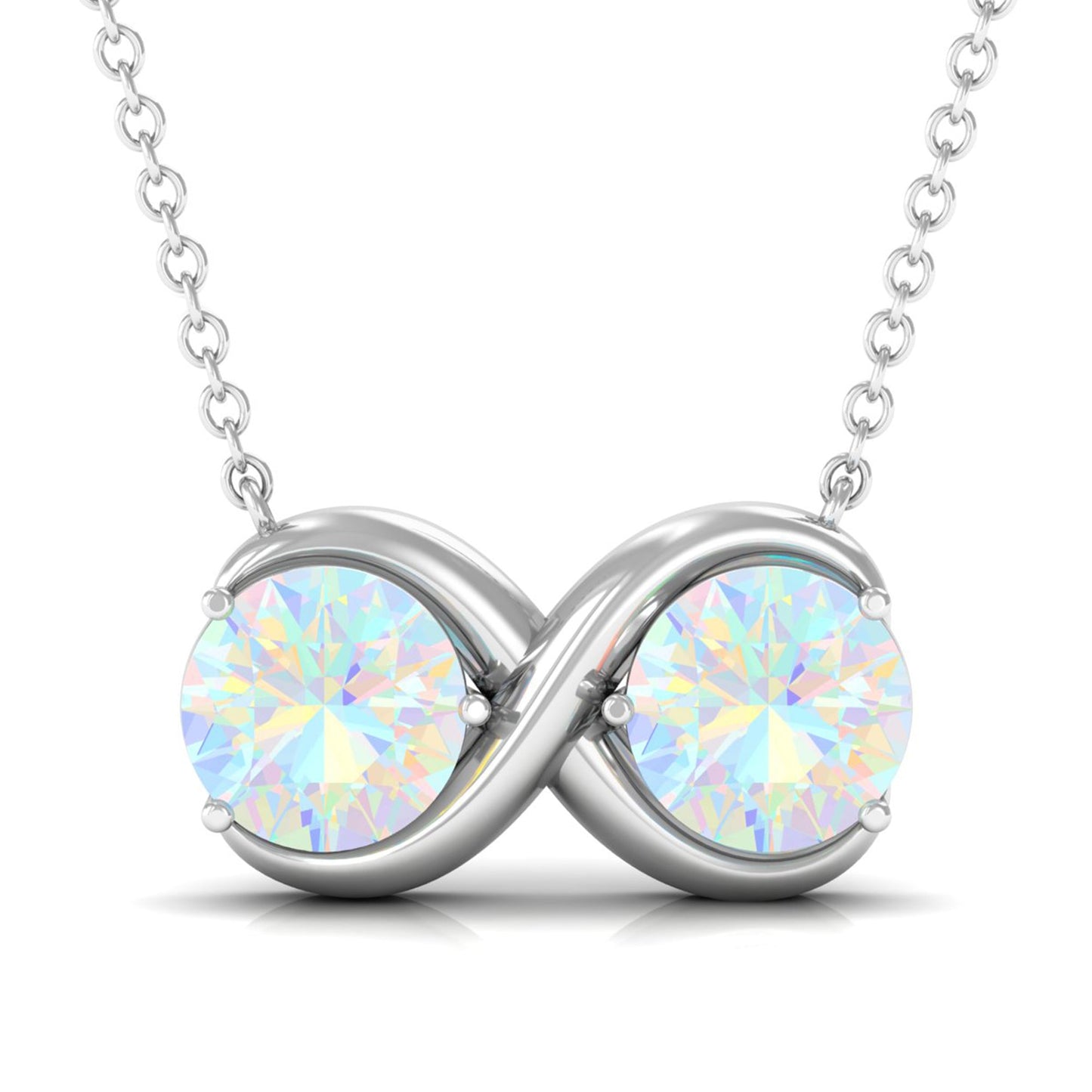 Real Ethiopian Opal 2 Stone Infinity Necklace for Women