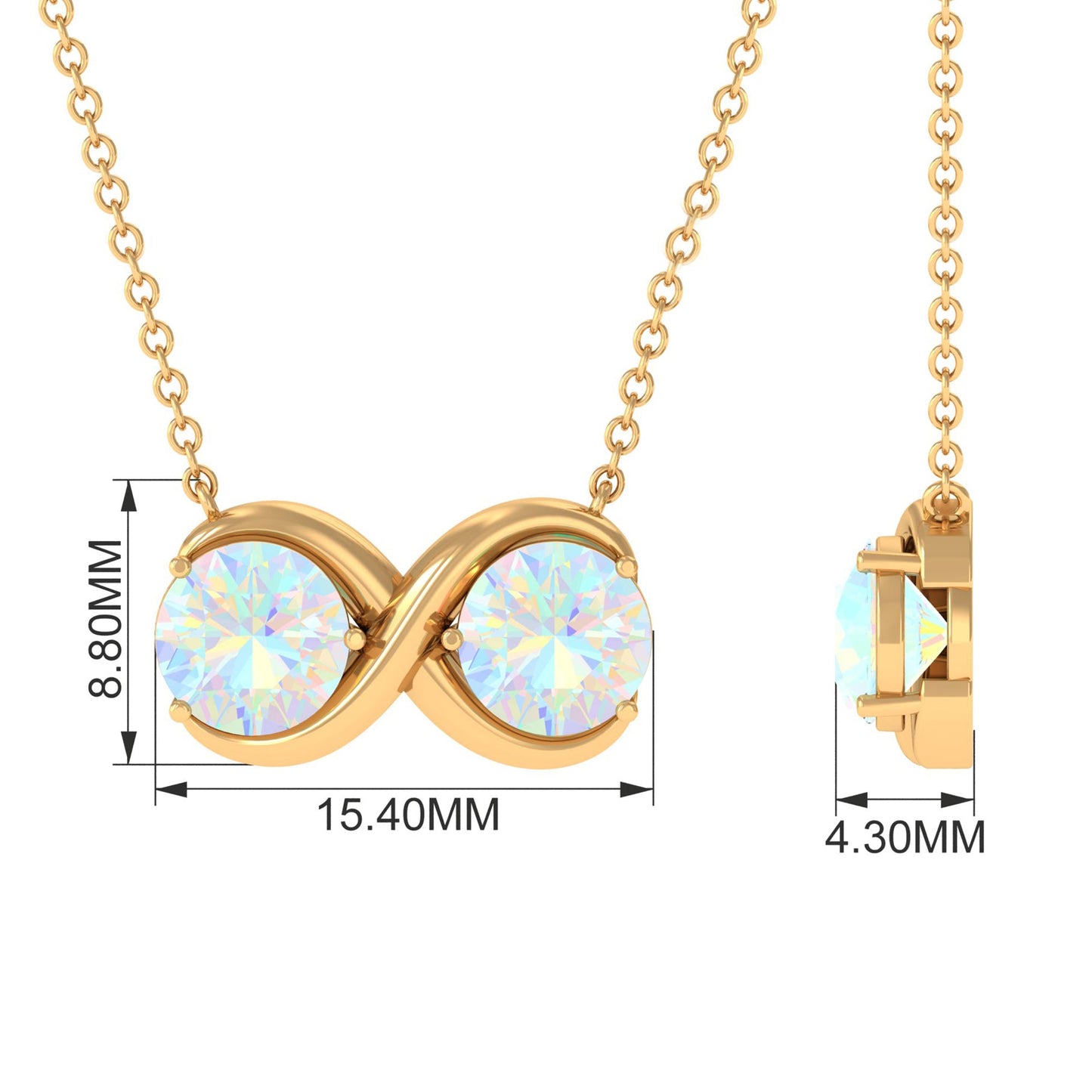 Real Ethiopian Opal 2 Stone Infinity Necklace for Women