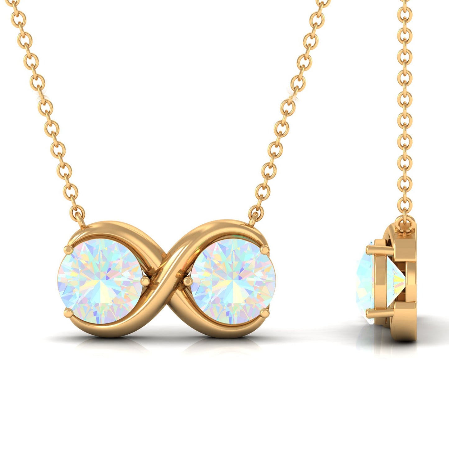 Real Ethiopian Opal 2 Stone Infinity Necklace for Women