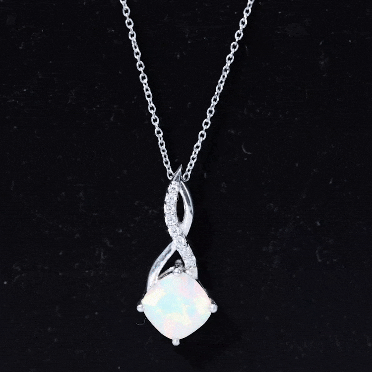 Ethiopian Opal Solitaire Infinity Necklace with Moissanite