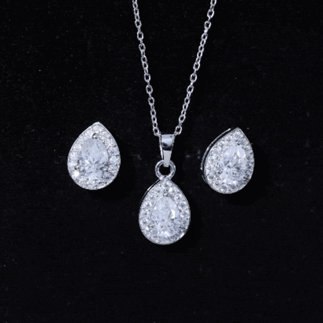 Certified Moissanite Teardrop Jewelry Set