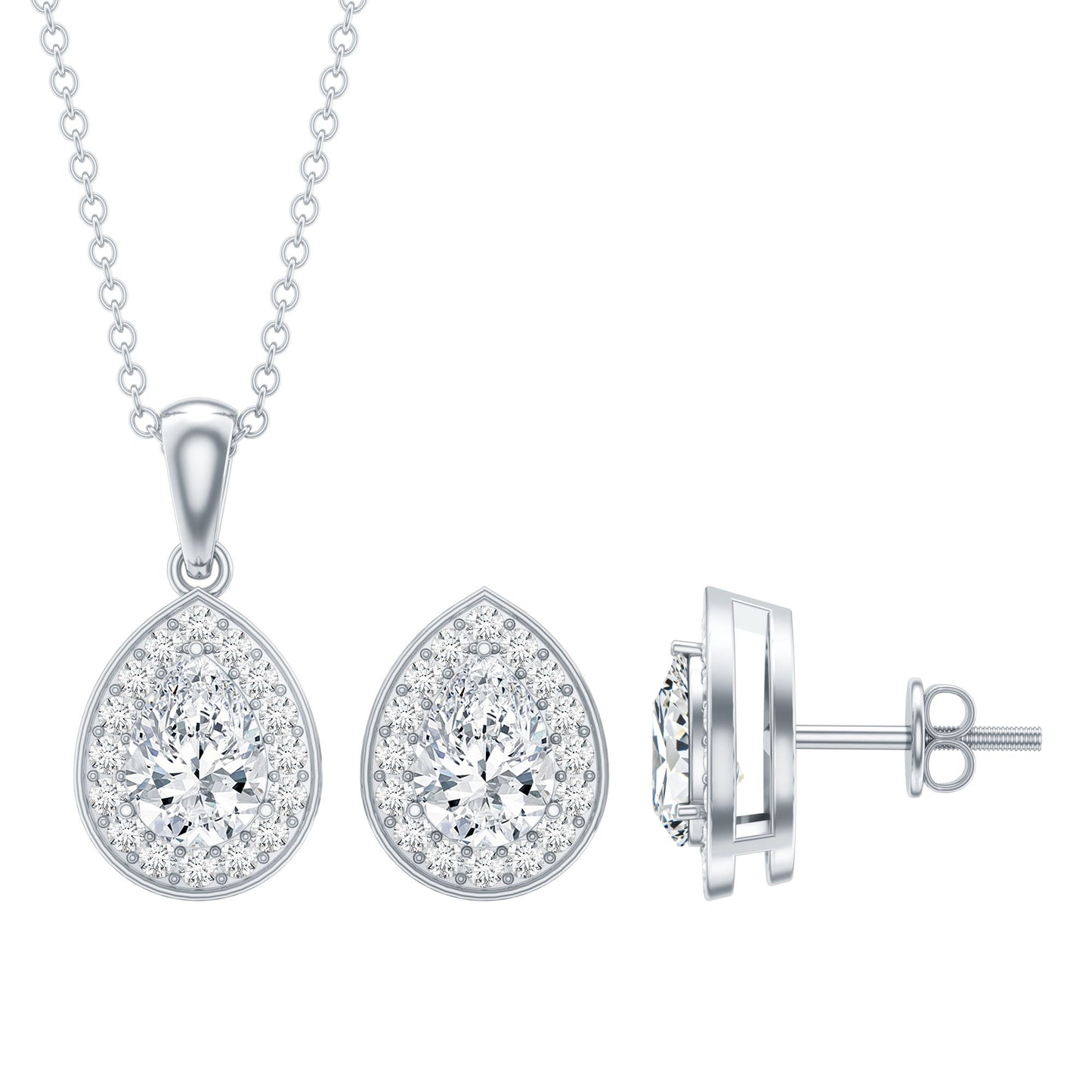 Certified Moissanite Teardrop Jewelry Set