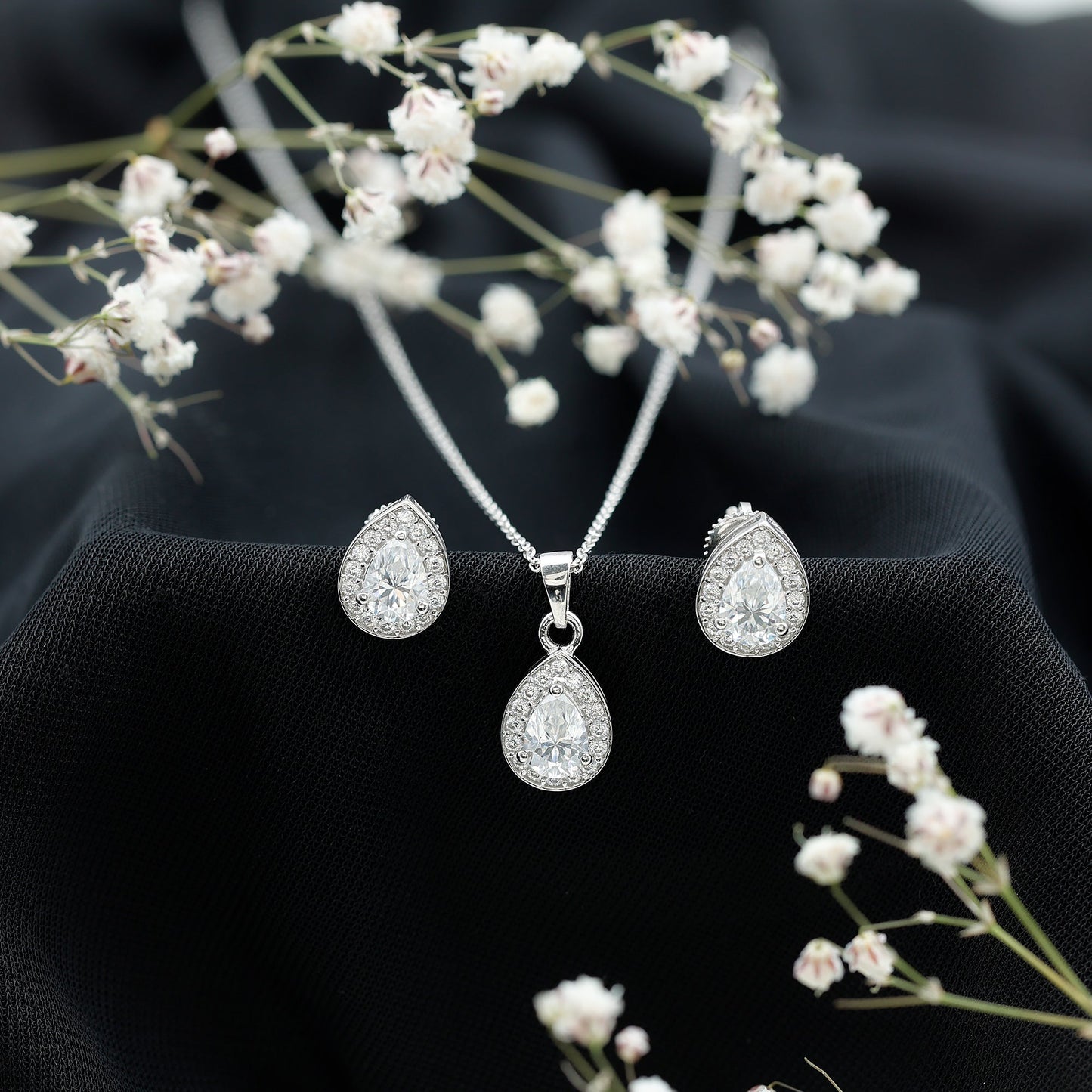 Certified Moissanite Teardrop Jewelry Set
