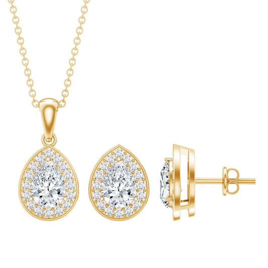 Certified Moissanite Teardrop Jewelry Set