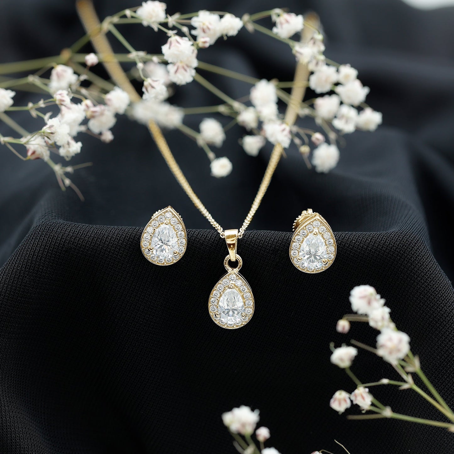 Certified Moissanite Teardrop Jewelry Set
