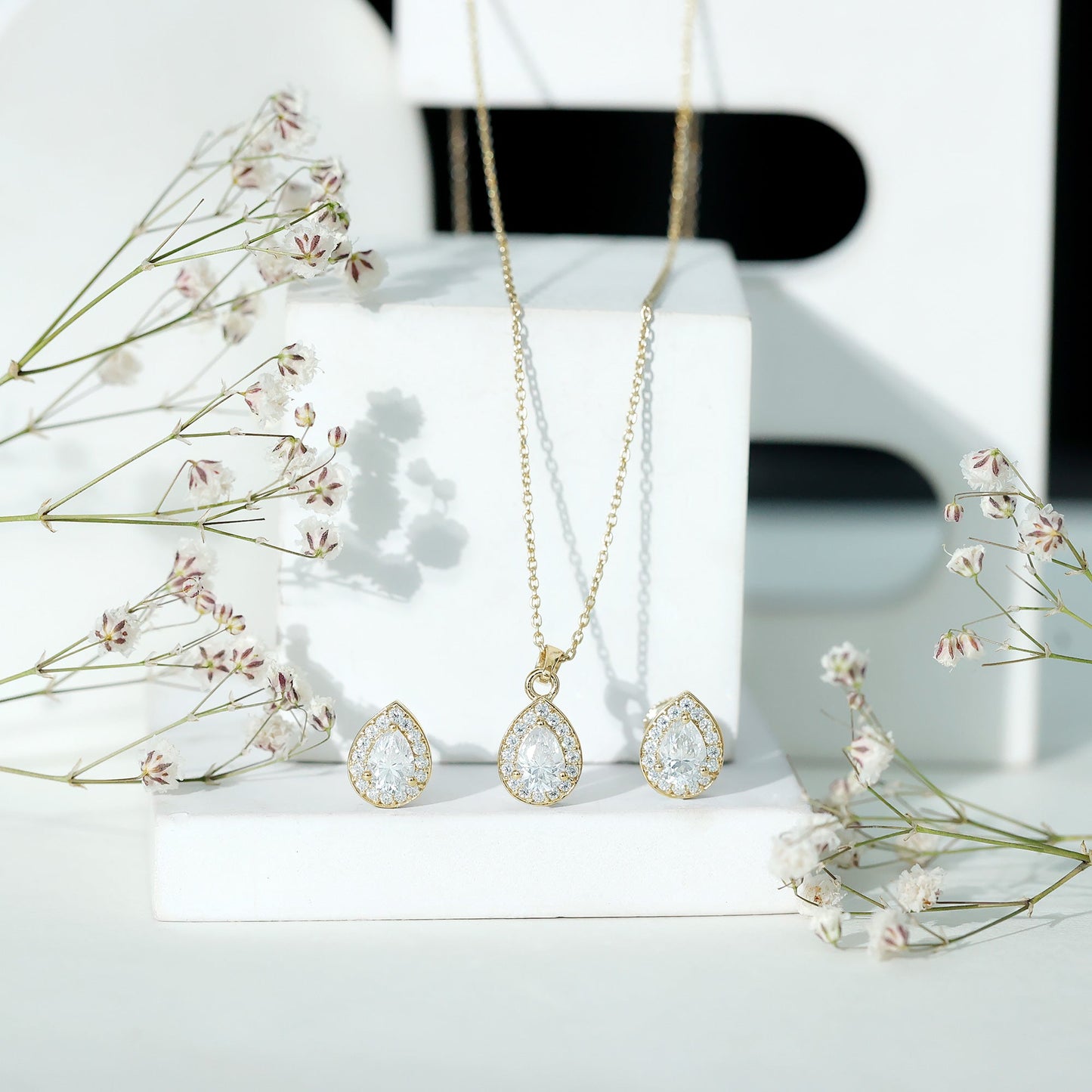 Certified Moissanite Teardrop Jewelry Set