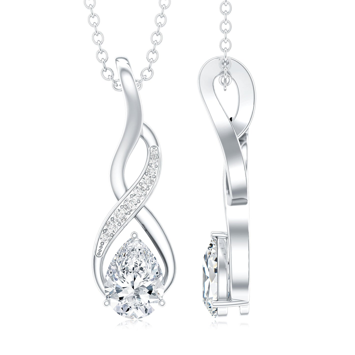Certified Pear Shape Moissanite Infinity Pendant for Women