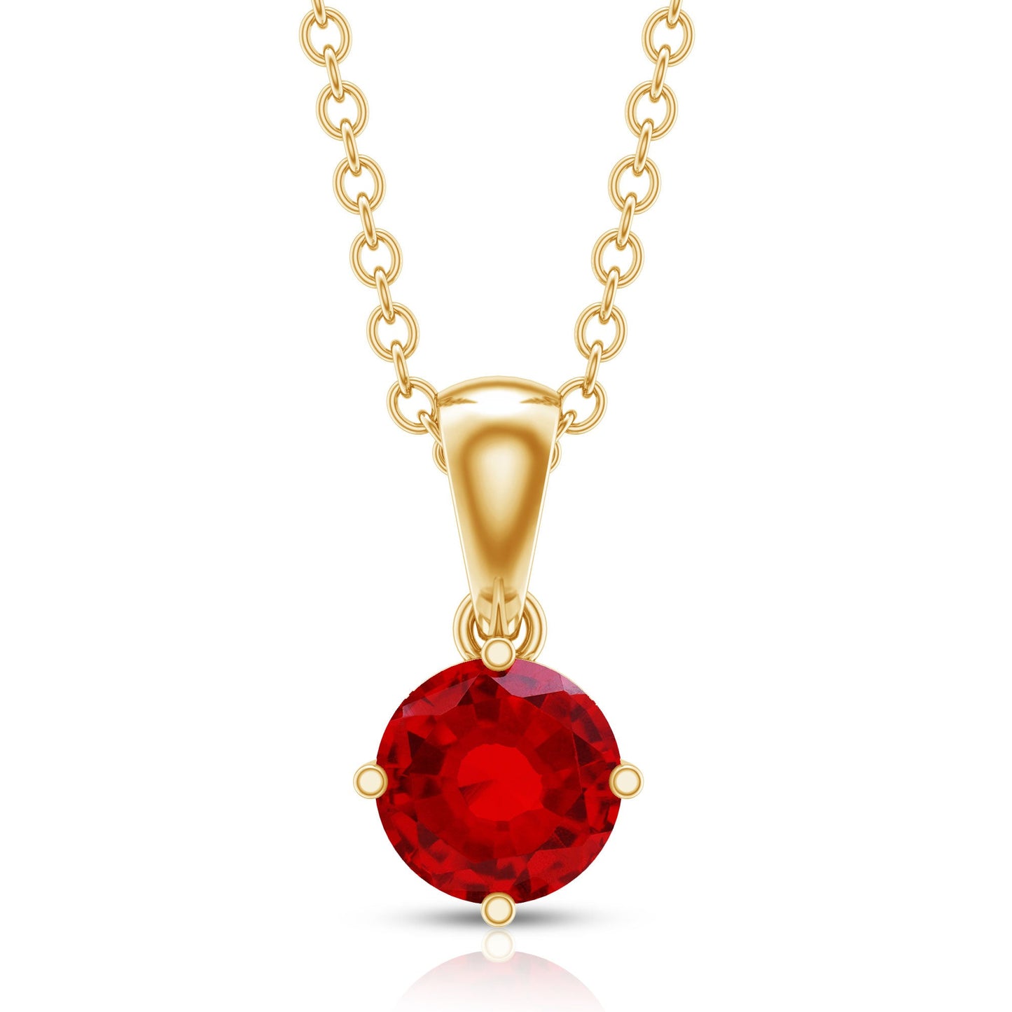 Womens Lab Grown Ruby Solitaire Necklace with Chain