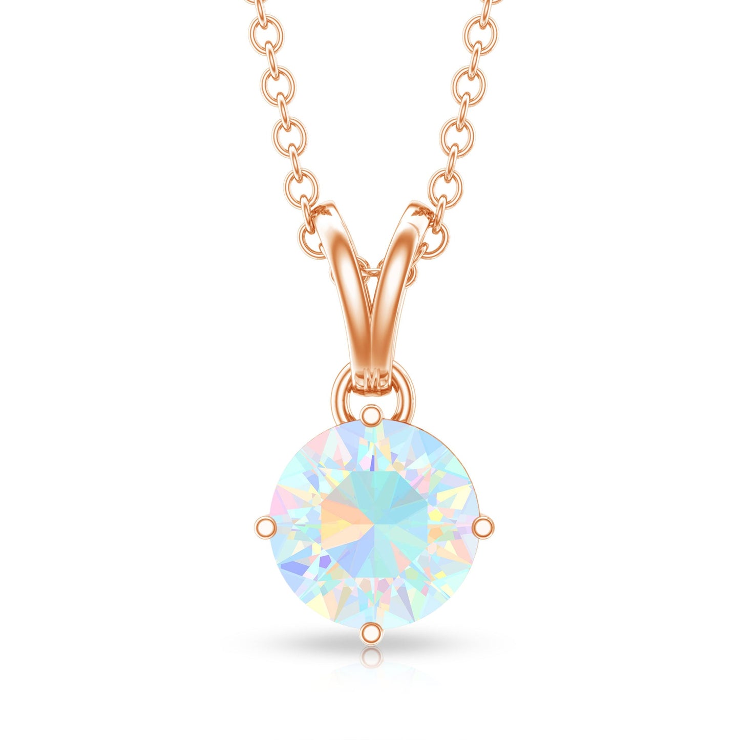1/2 CT Round Cut Ethiopian Opal Solitaire Pendant
