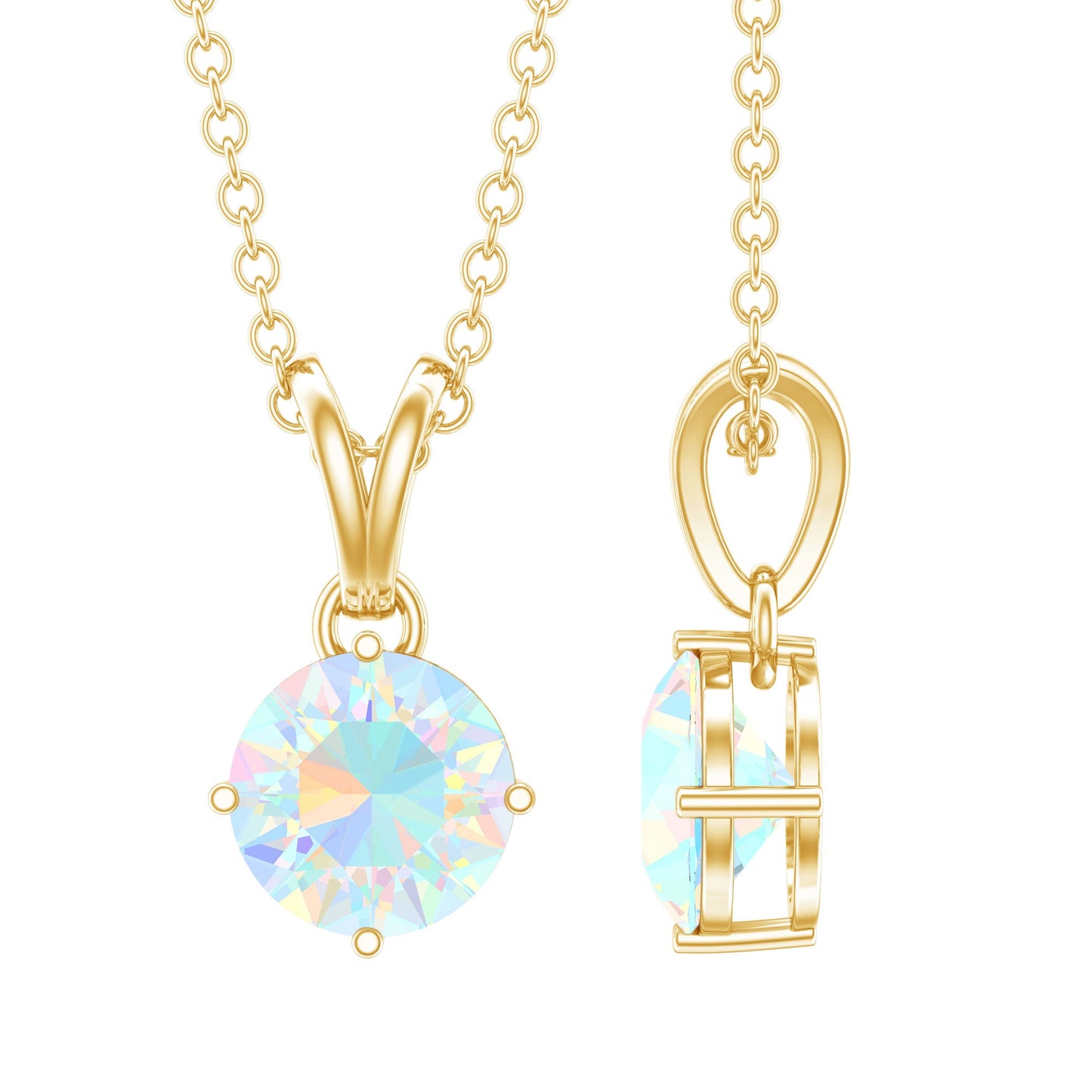 1/2 CT Round Cut Ethiopian Opal Solitaire Pendant