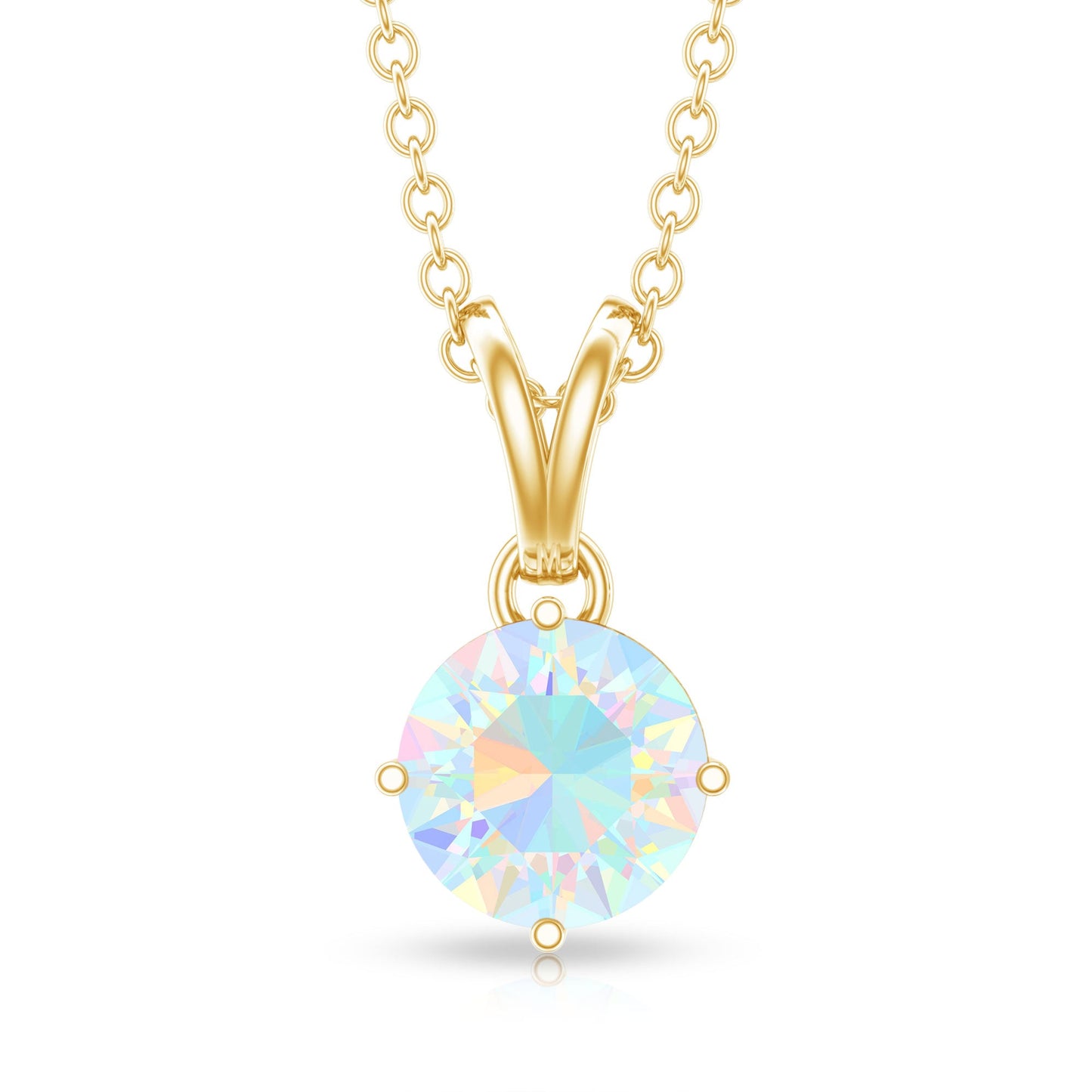 1/2 CT Round Cut Ethiopian Opal Solitaire Pendant