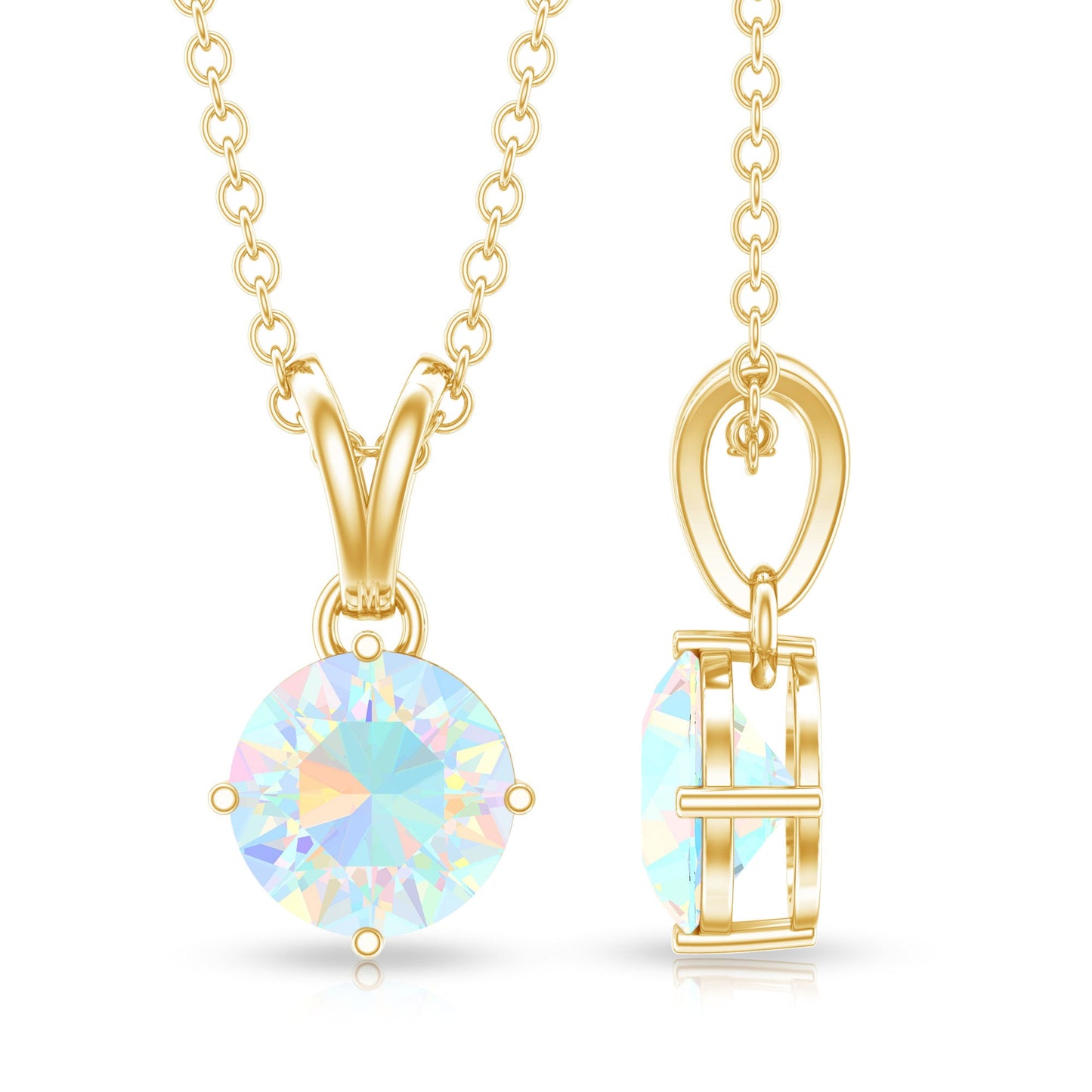 1/2 CT Round Cut Ethiopian Opal Solitaire Pendant