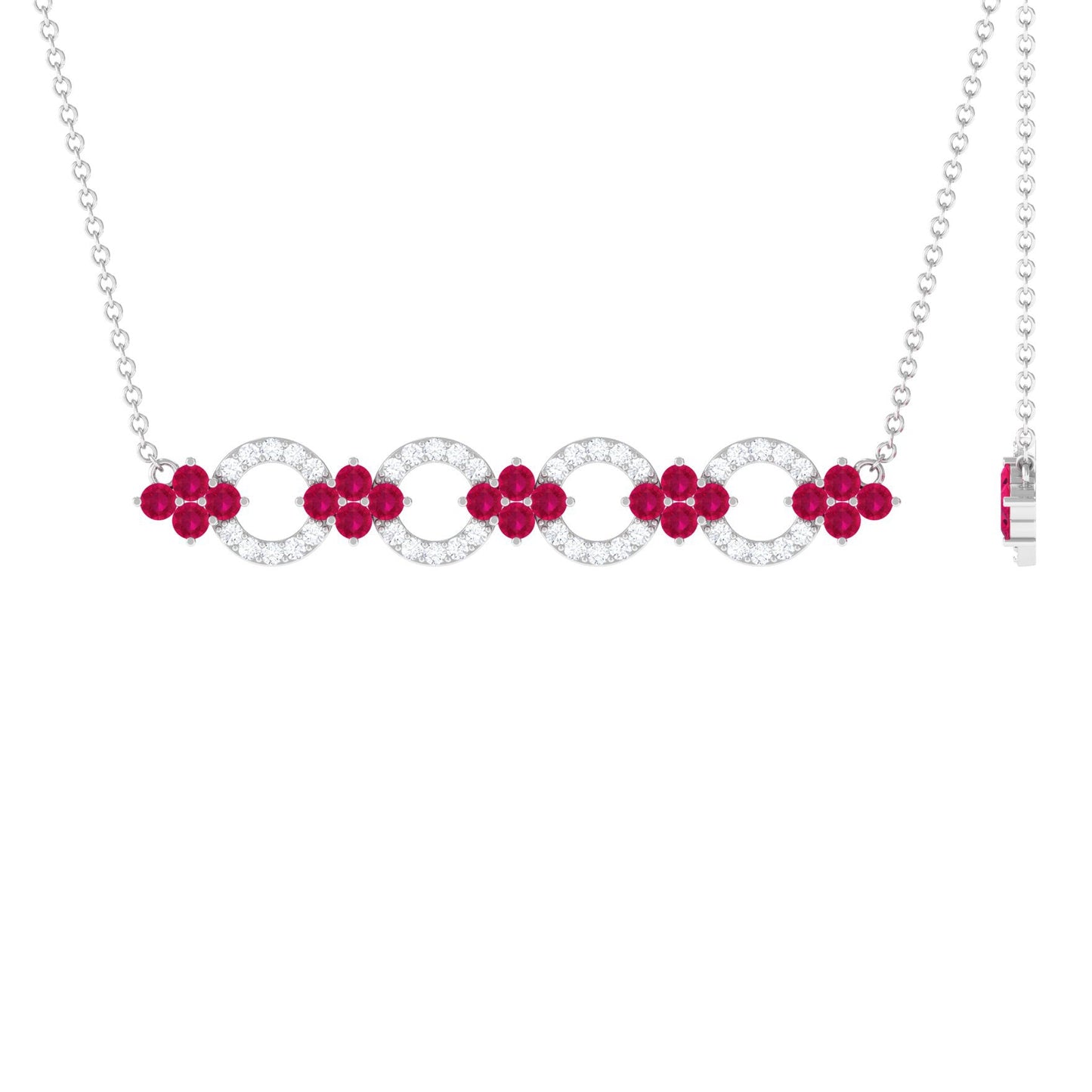 Genuine Ruby and Diamond Bridal Bar Necklace
