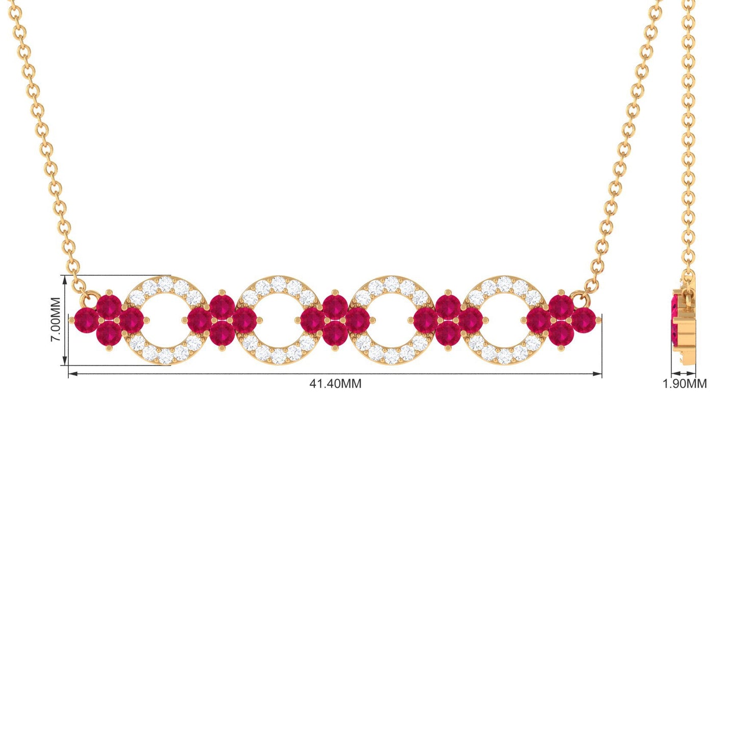 Genuine Ruby and Diamond Bridal Bar Necklace
