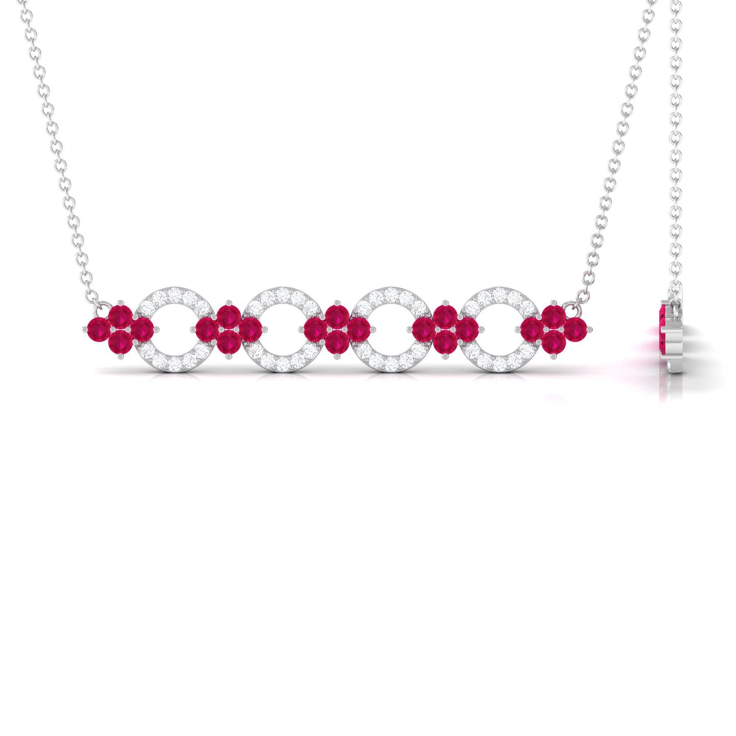 Genuine Ruby and Diamond Bridal Bar Necklace