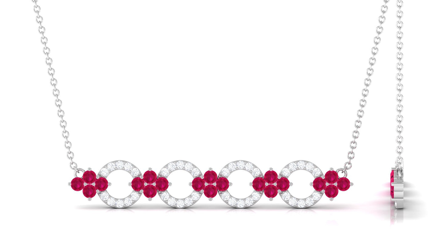 Genuine Ruby and Diamond Bridal Bar Necklace