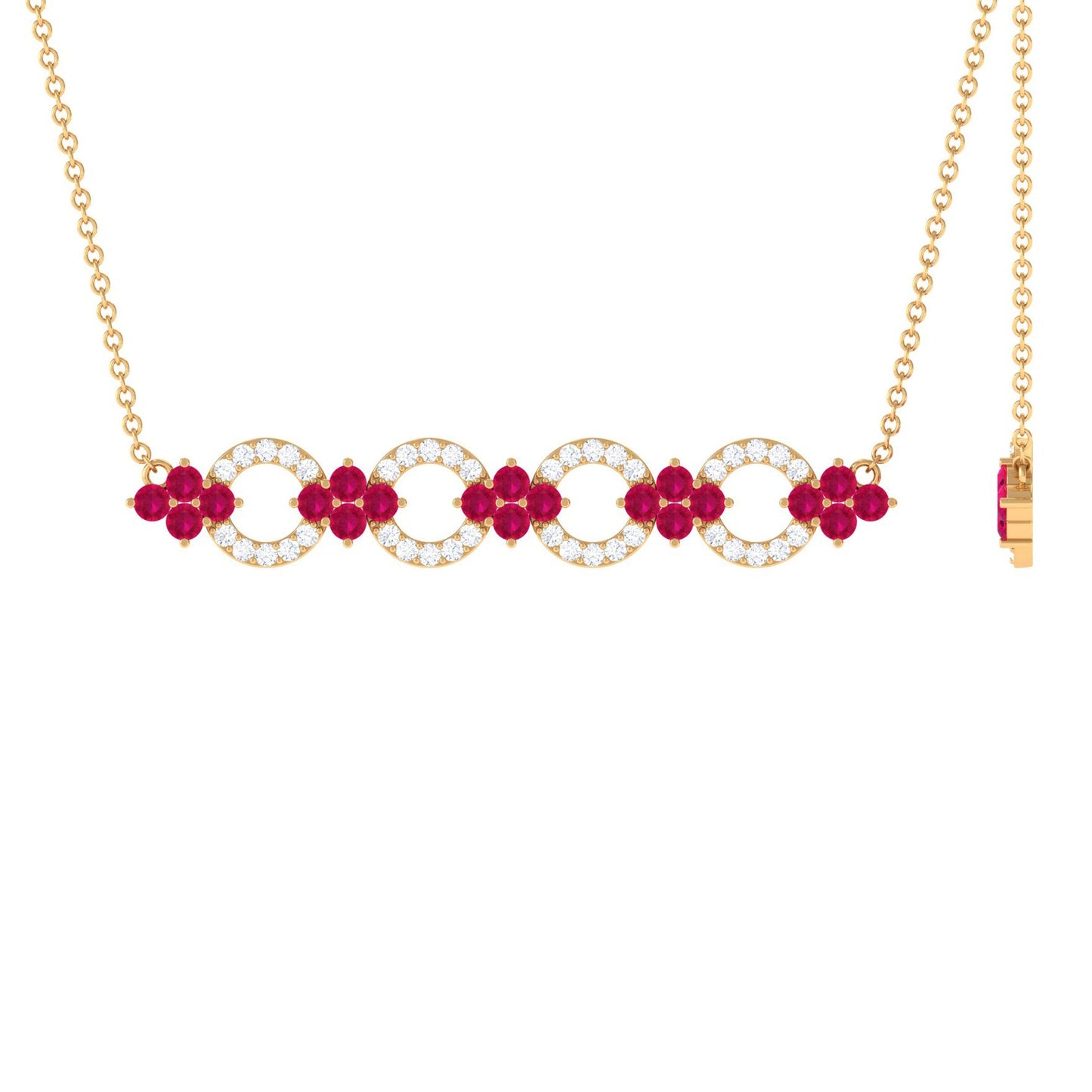 Genuine Ruby and Diamond Bridal Bar Necklace