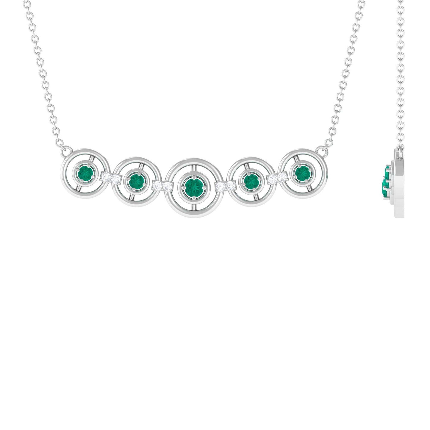 Contemporary Emerald Bar Necklace with Diamond