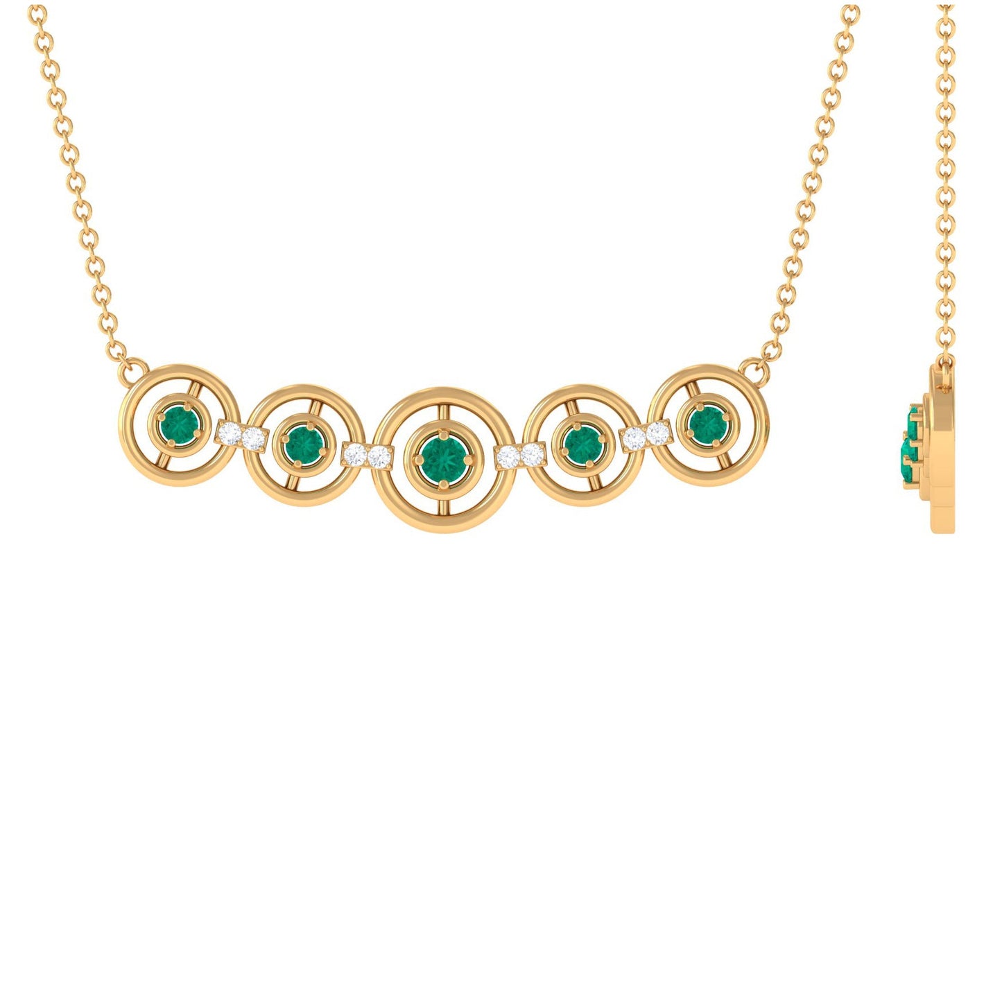 Contemporary Emerald Bar Necklace with Diamond