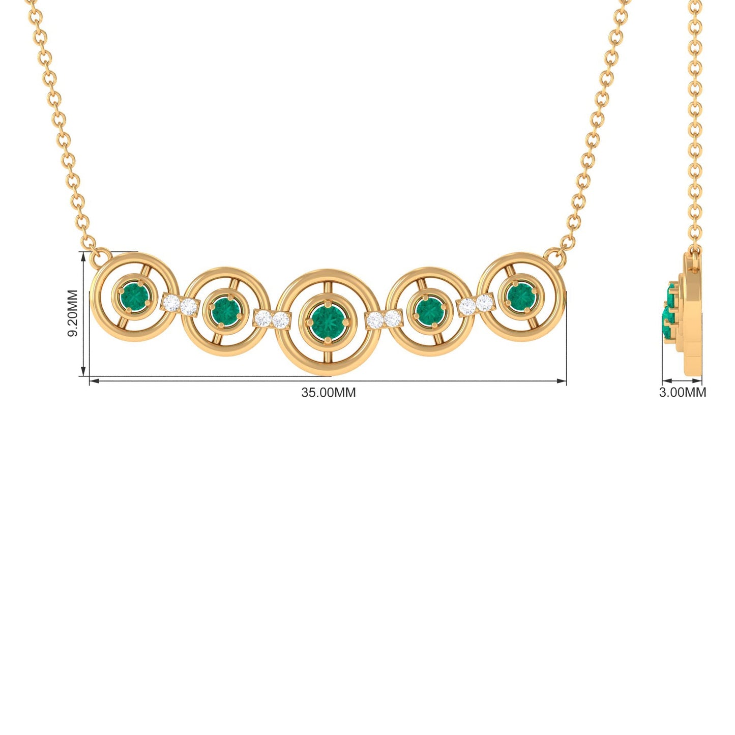 Contemporary Emerald Bar Necklace with Diamond