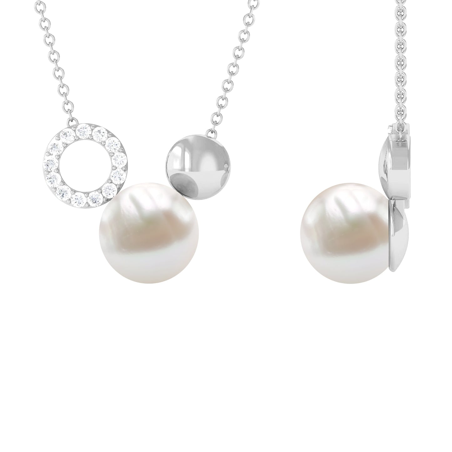 8 Carat Freshwater Pearl and Diamond Mickey Mouse Cocktail Necklace