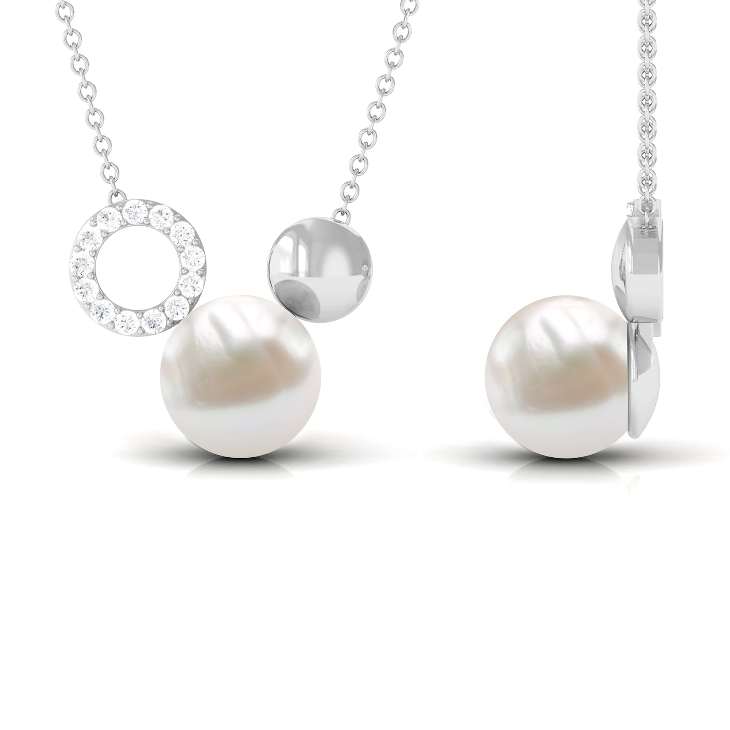 8 Carat Freshwater Pearl and Diamond Mickey Mouse Cocktail Necklace