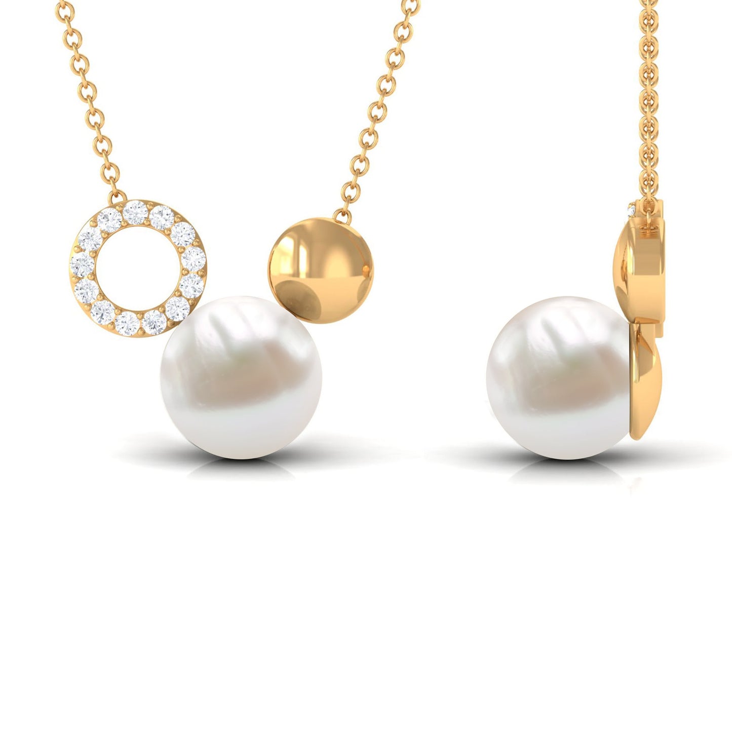 8 Carat Freshwater Pearl and Diamond Mickey Mouse Cocktail Necklace