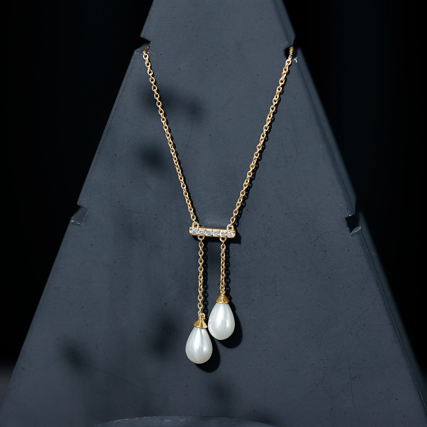 Genuine Freshwater Pearl and Diamond Bar Drop Necklace with Certificate