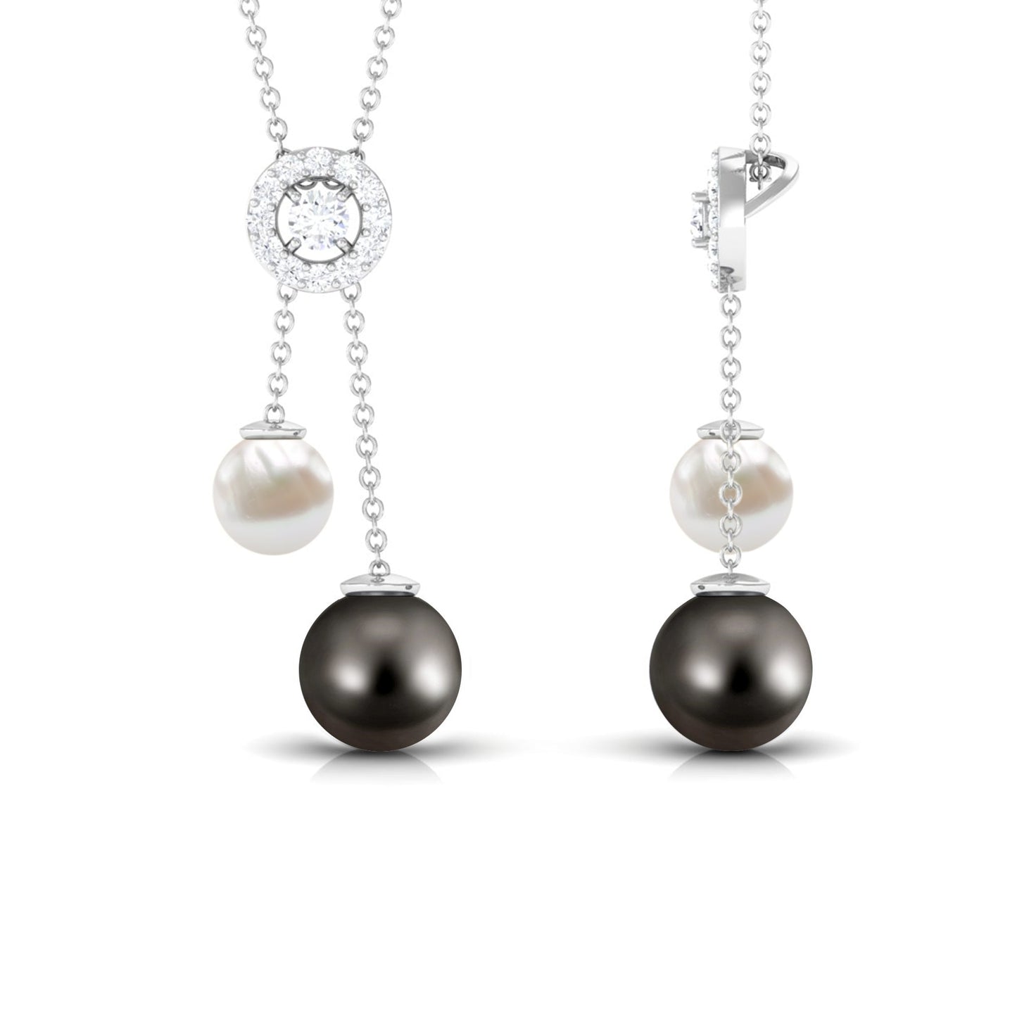 Freshwater and Tahitian Pearl Dangle Pendant with Diamond