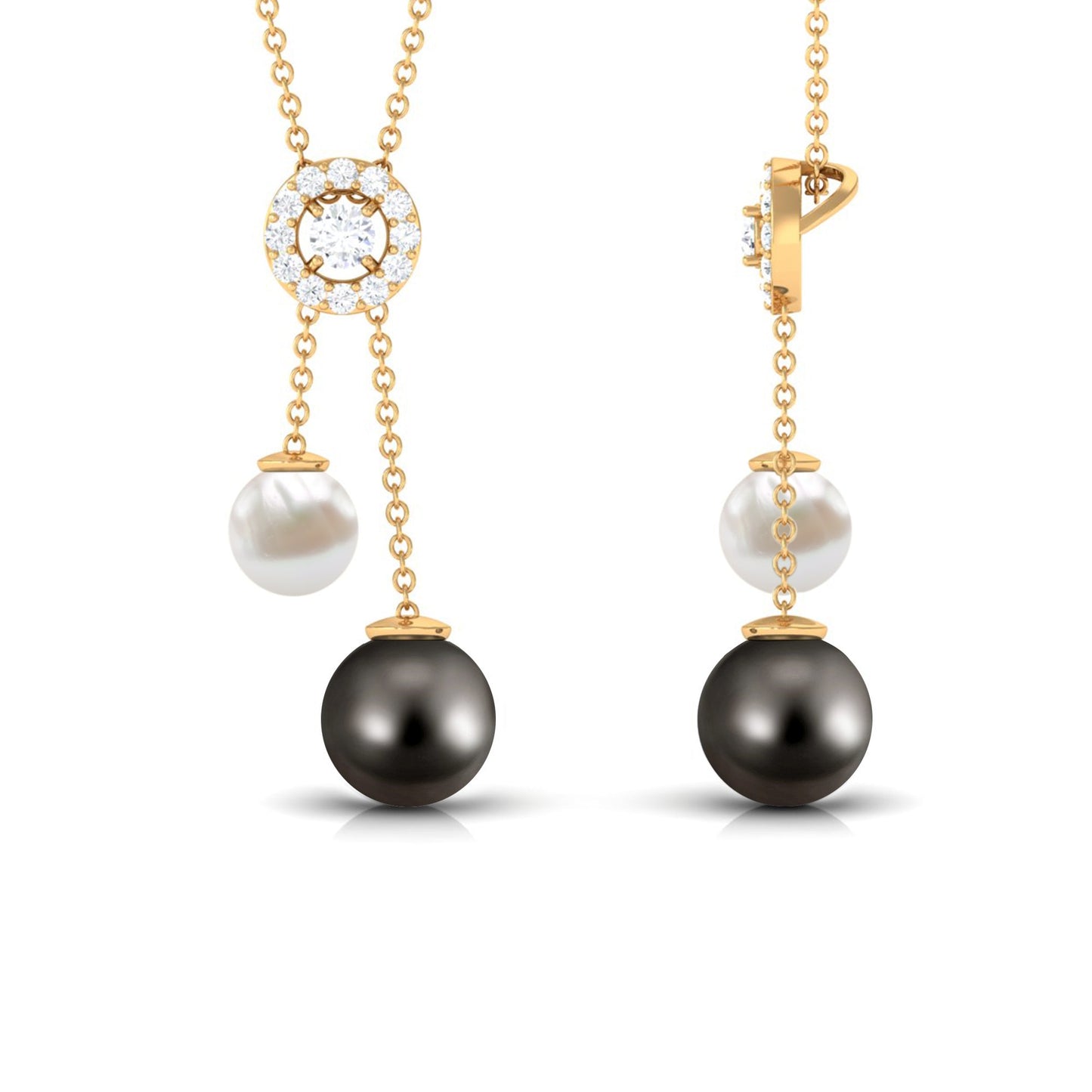 Freshwater and Tahitian Pearl Dangle Pendant with Diamond
