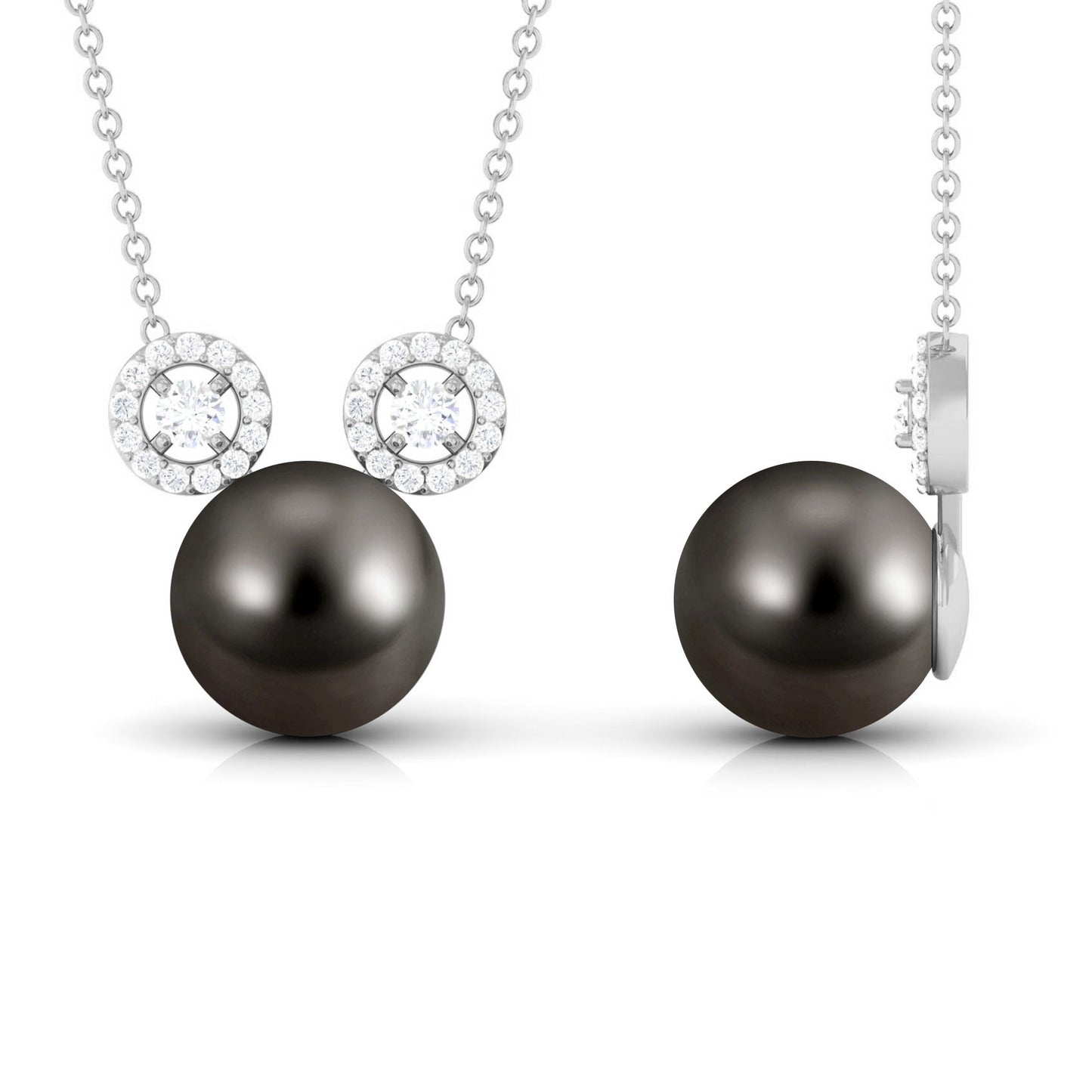 Tahitian Pearl and Diamond Mickey Necklace
