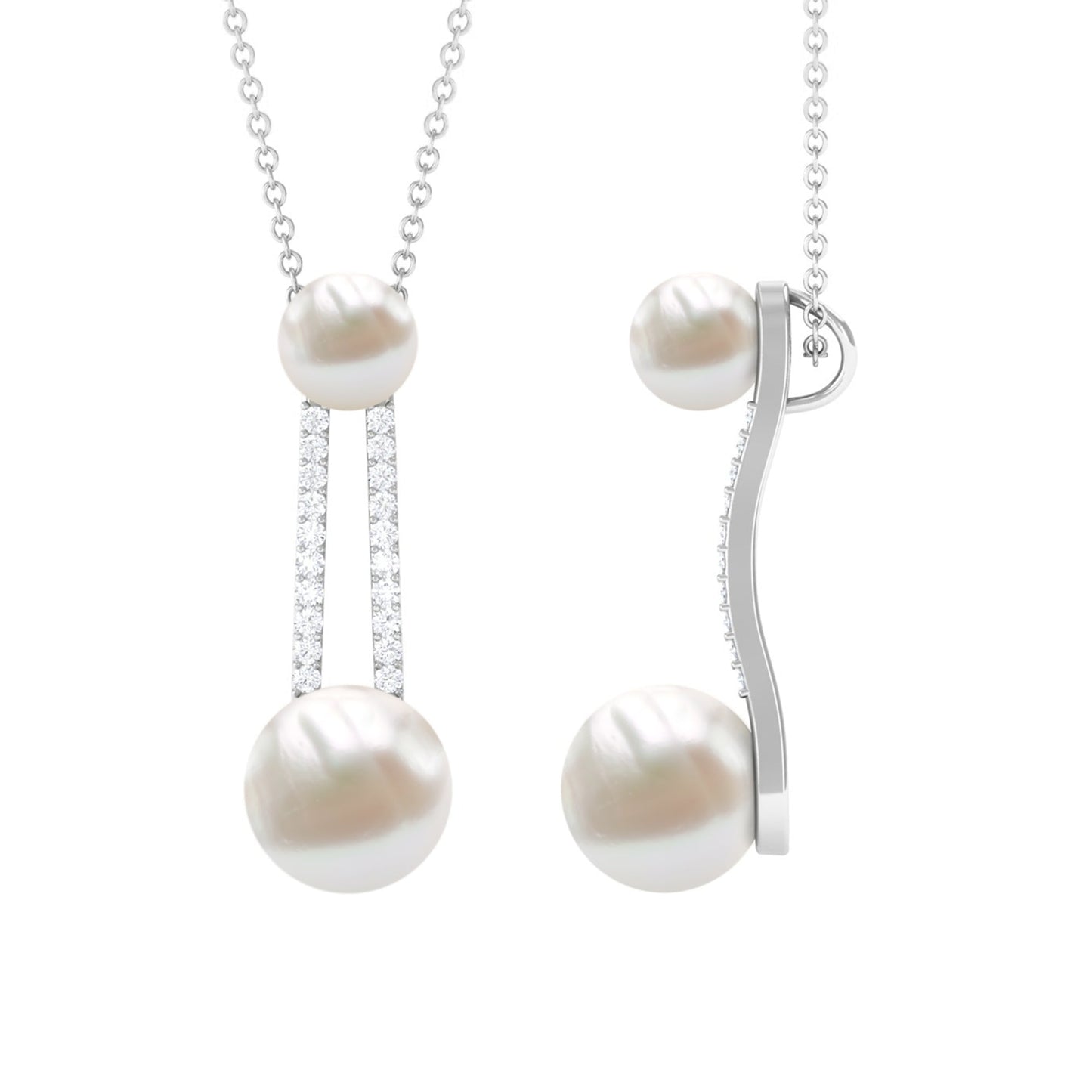 Designer Freshwater Pearl Dangle Pendant with Diamond