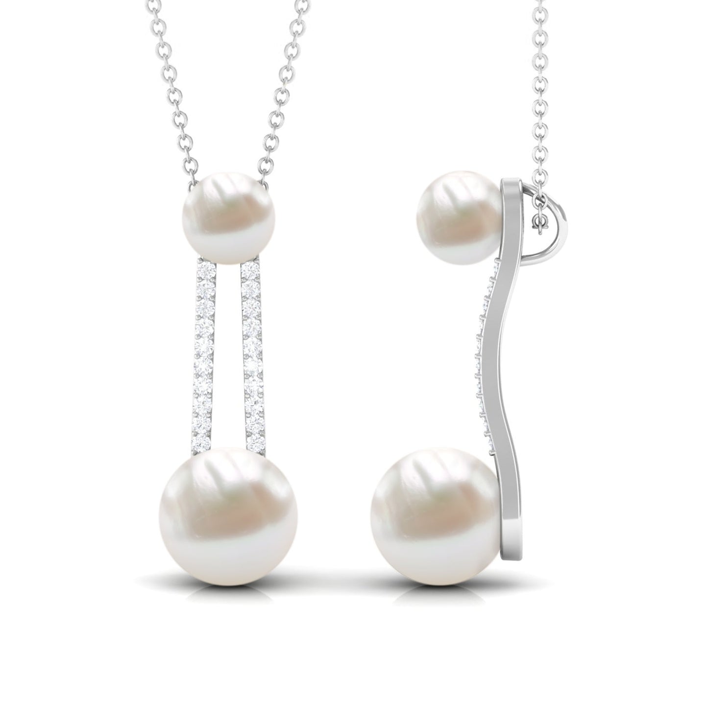 Designer Freshwater Pearl Dangle Pendant with Diamond