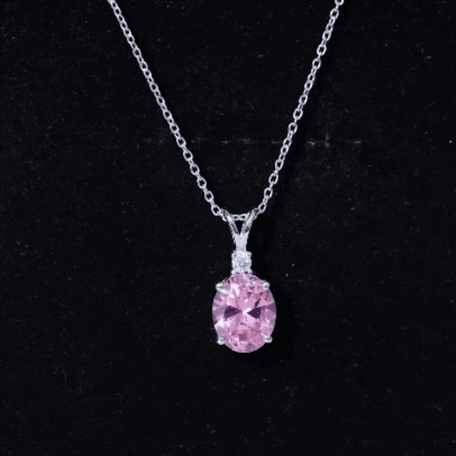 4 Carat Lab Created Pink Sapphire Oval Necklace
