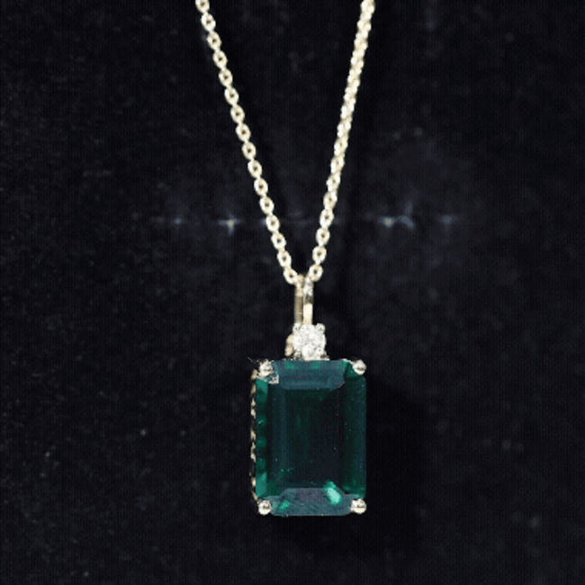 Certified 8.2 Carat Lab Grown Emerald Cocktail Necklace with Diamond
