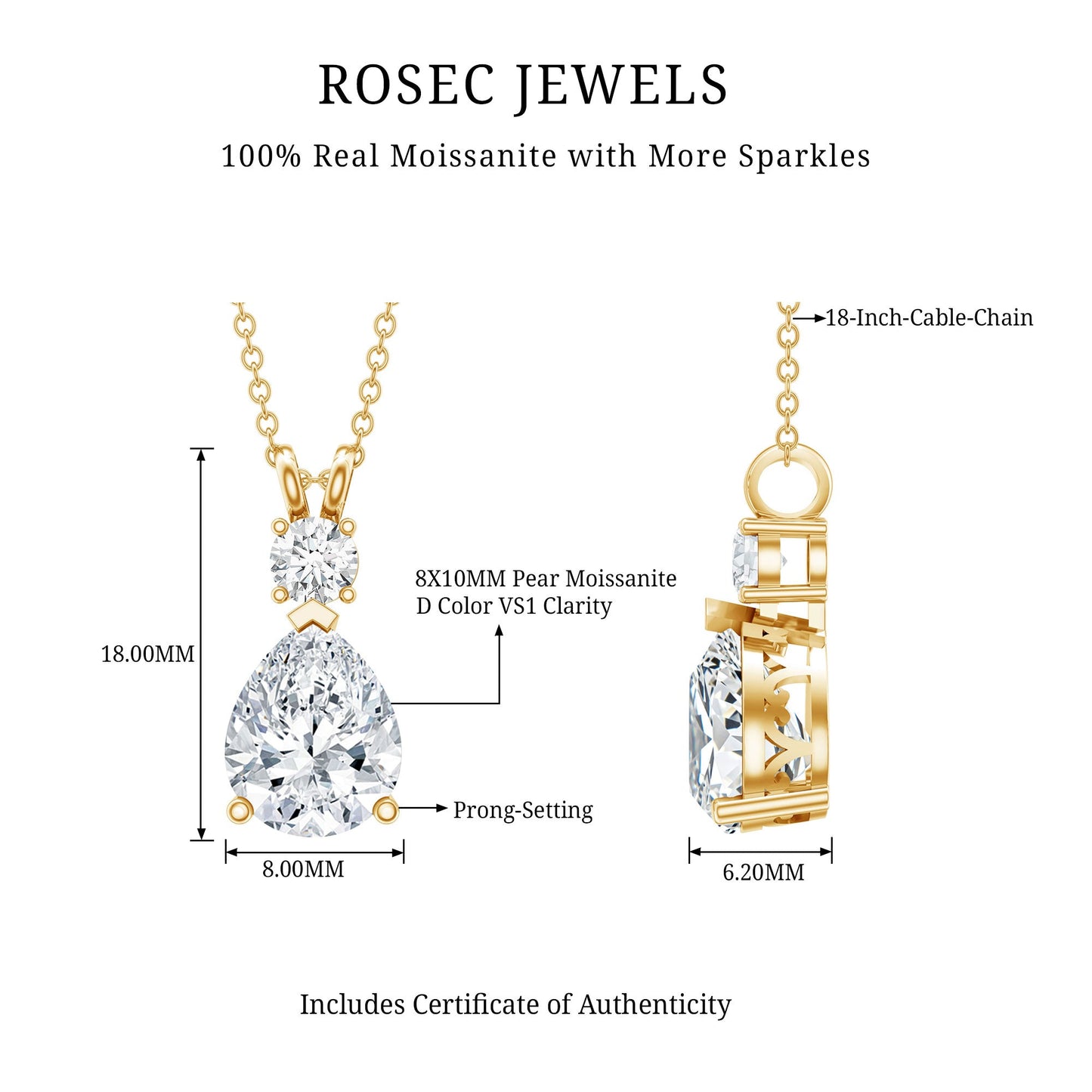 Certified Moissanite Wedding Necklace for Bride