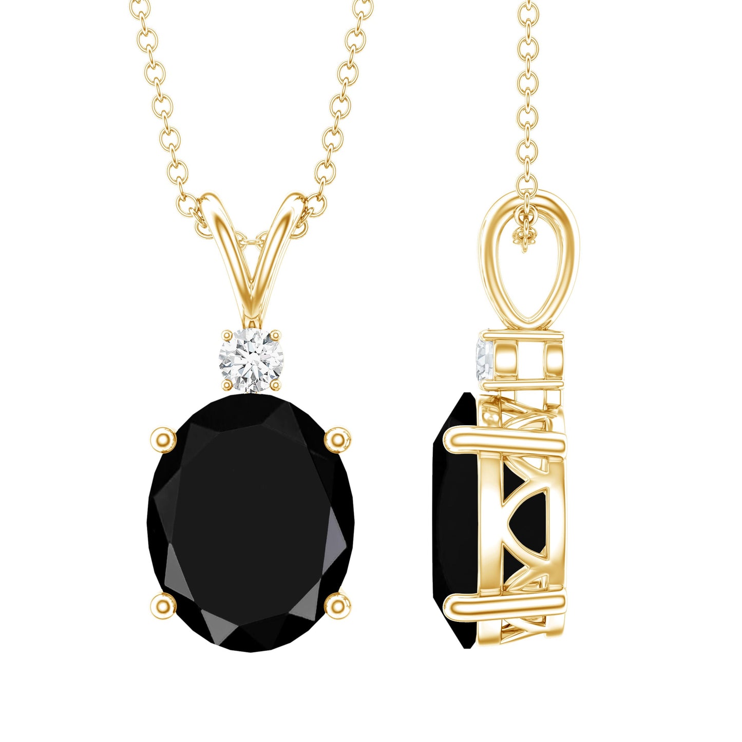 4.2 Carat Oval Shape Lab Created Black Diamond Solitaire Pendant Necklace