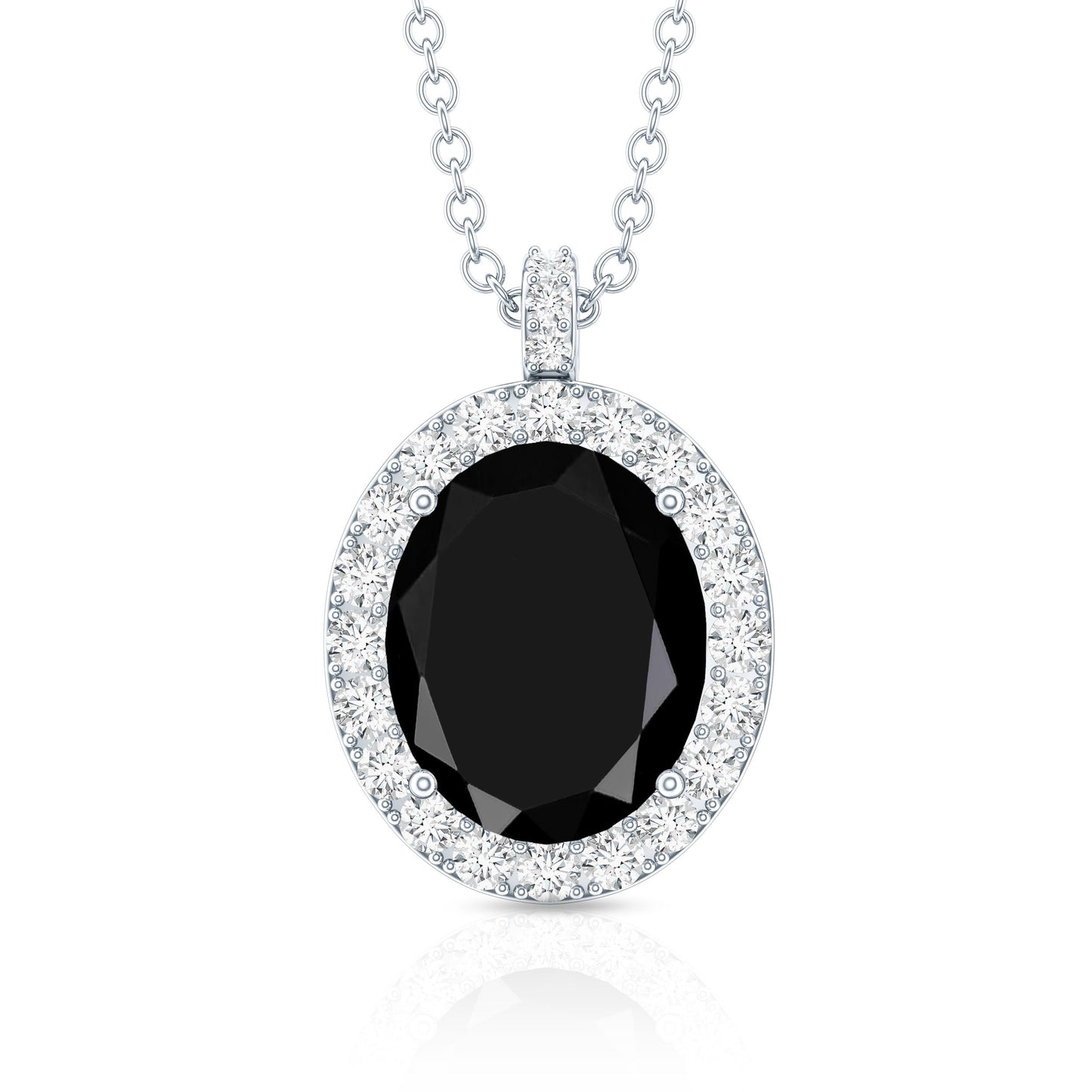 4.2 Carat Oval Shape Lab Created Black Diamond Statement Necklace
