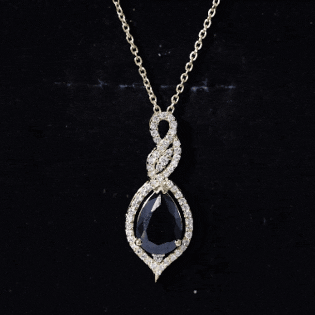 1.75 Carat Pear Shape Black Spinel Statement Necklace with Moissanites